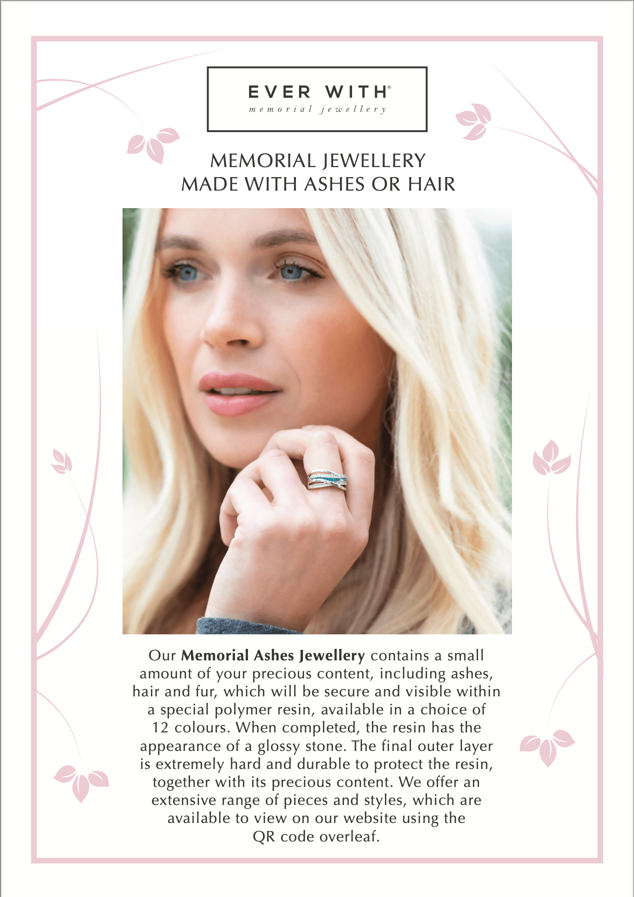 EverWith A5 Product Leaflet with QR Code - EverWith Memorial Jewellery - Trade