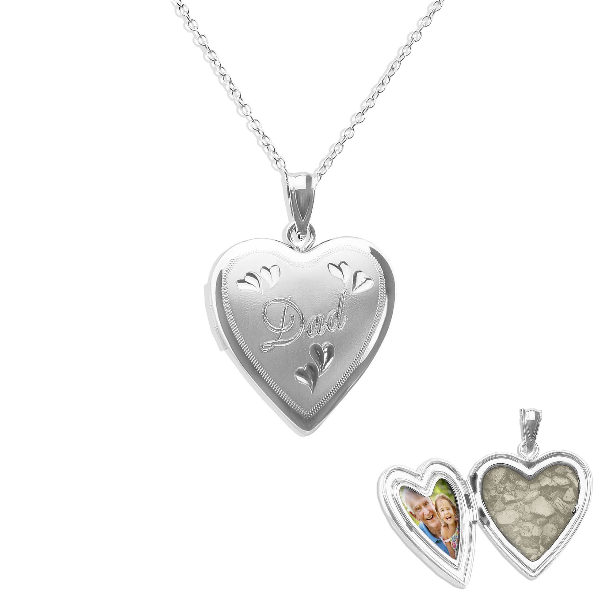 EverWith Dad Heart Shaped Sterling Silver Memorial Ashes Locket - EverWith Memorial Jewellery - Trade