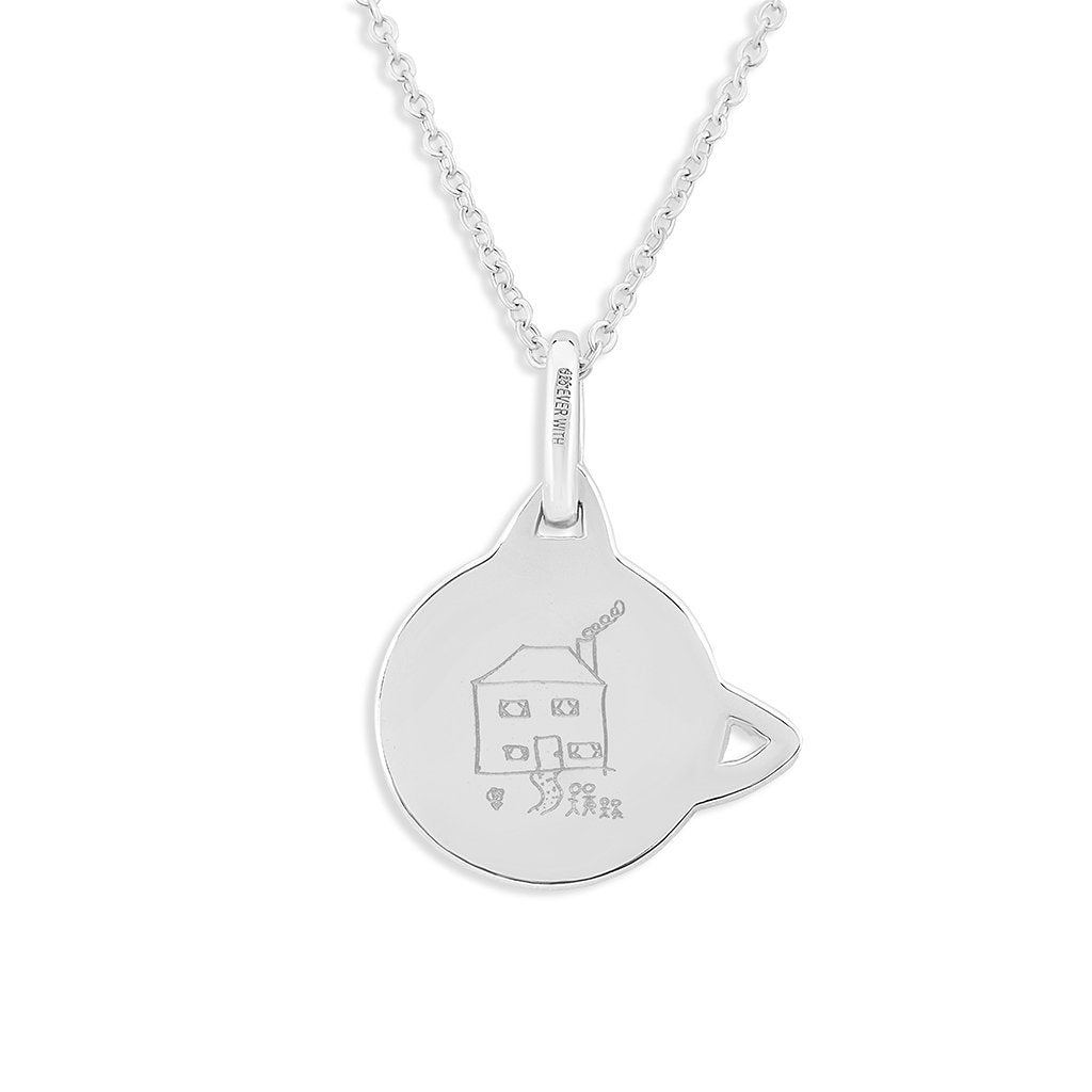 EverWith Engraved Cat Drawing Memorial Pendant with Fine Crystal - EverWith Memorial Jewellery - Trade