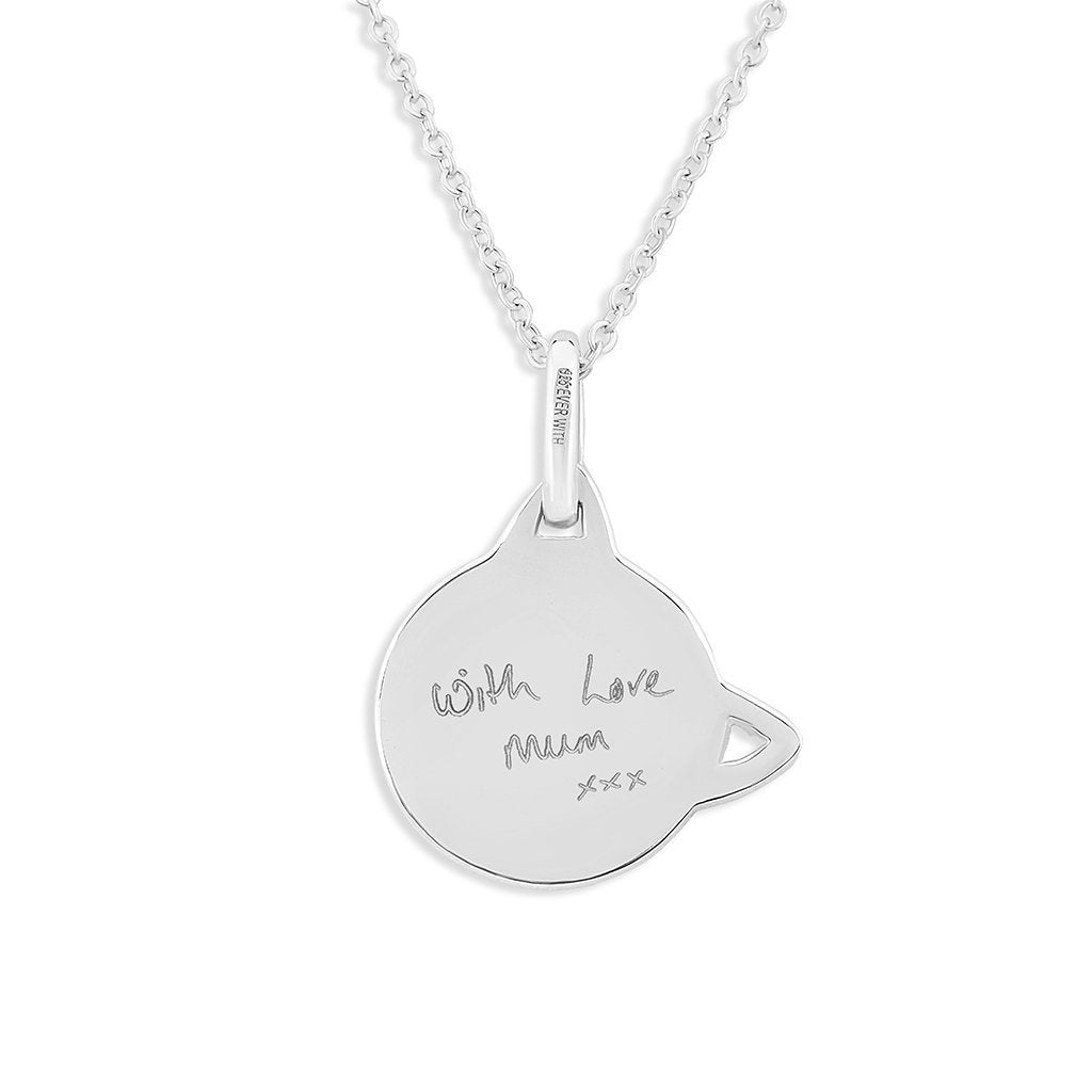 EverWith Engraved Cat Handwriting Memorial Pendant with Fine Crystal - EverWith Memorial Jewellery - Trade