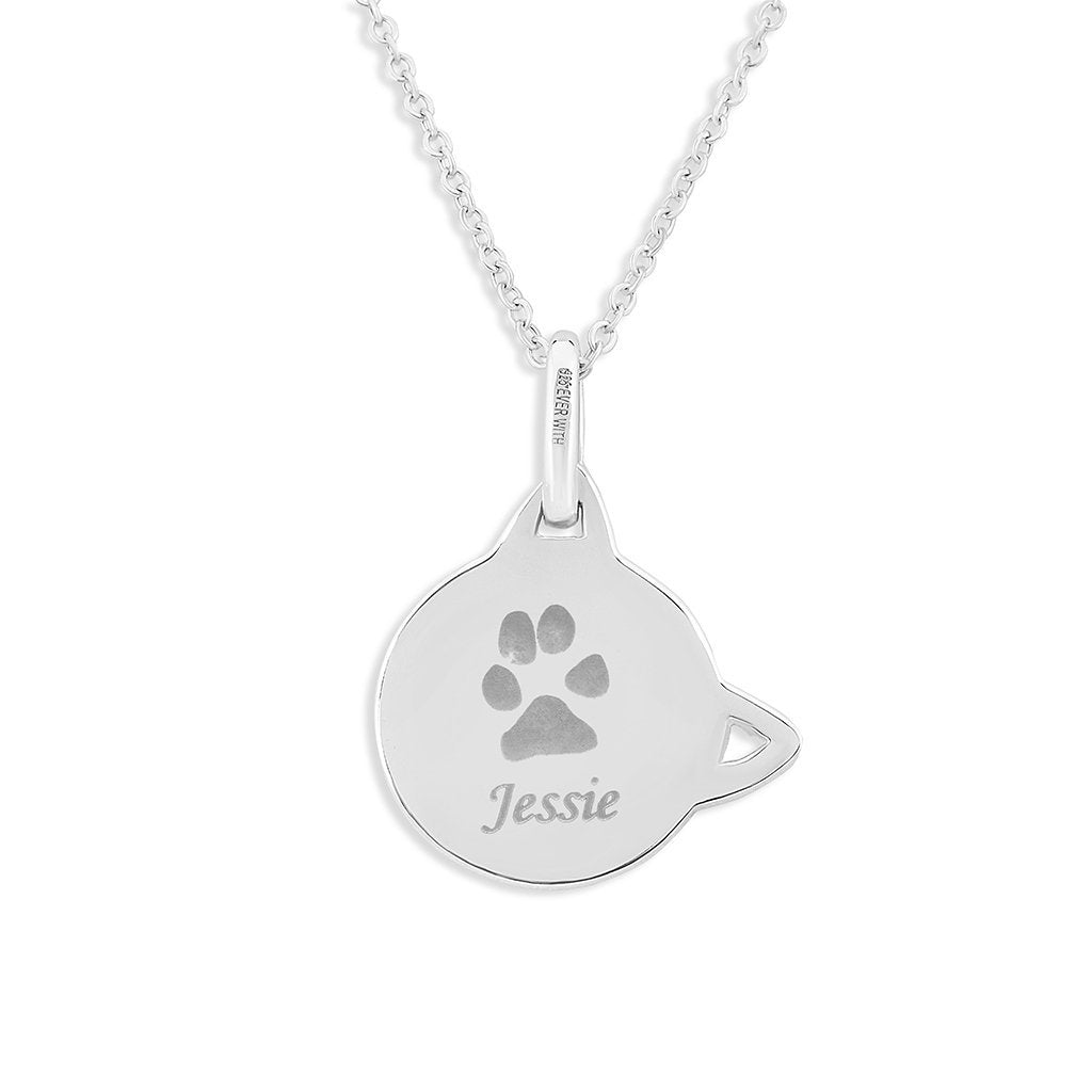 EverWith Engraved Cat Pawprint Memorial Pendant with Fine Crystal - EverWith Memorial Jewellery - Trade