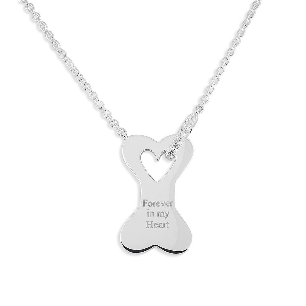 EverWith Engraved Dog Bone Standard Engraving Memorial Necklace with Fine Crystals - EverWith Memorial Jewellery - Trade