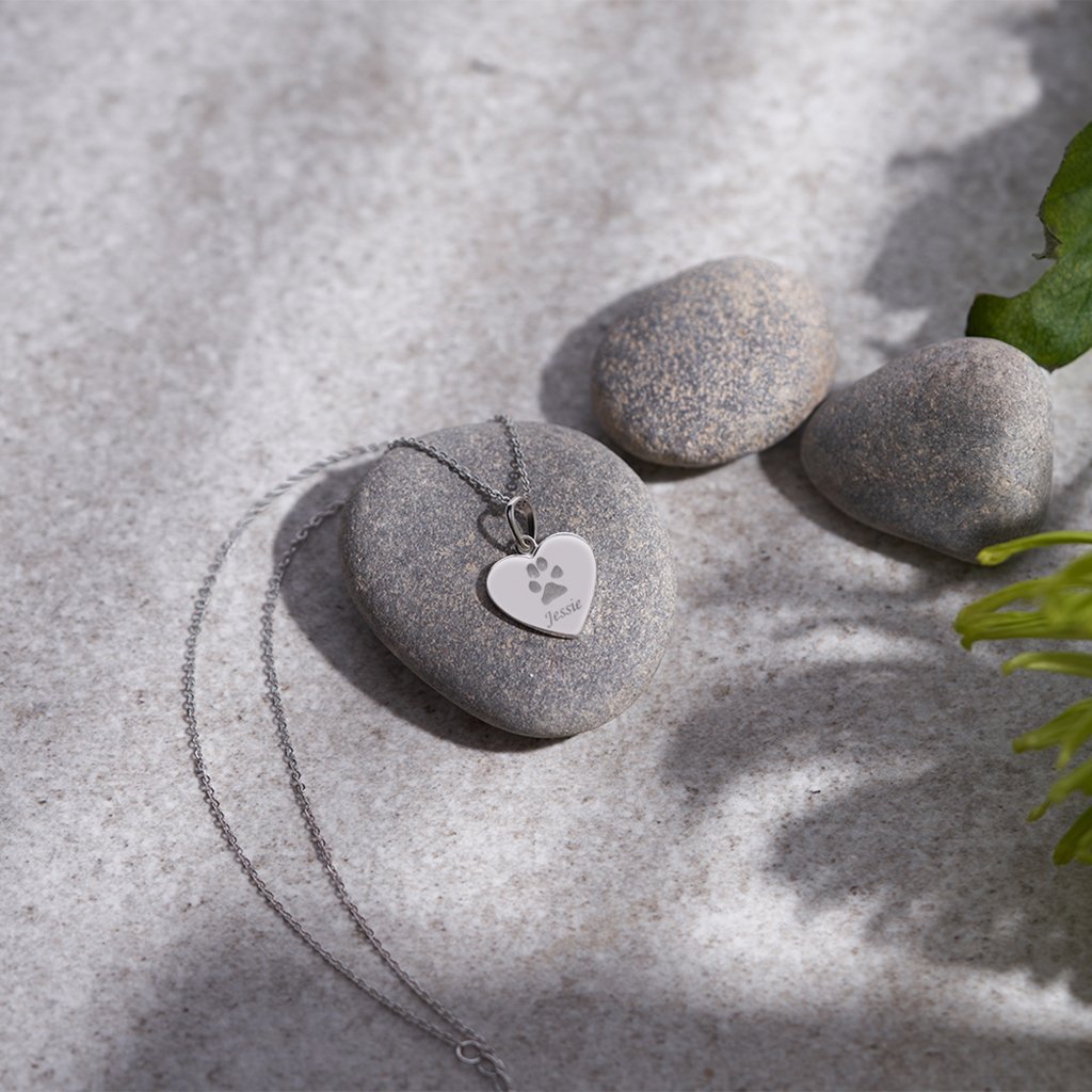 EverWith Engraved Half Heart Pawprint Memorial Pendant - EverWith Memorial Jewellery - Trade