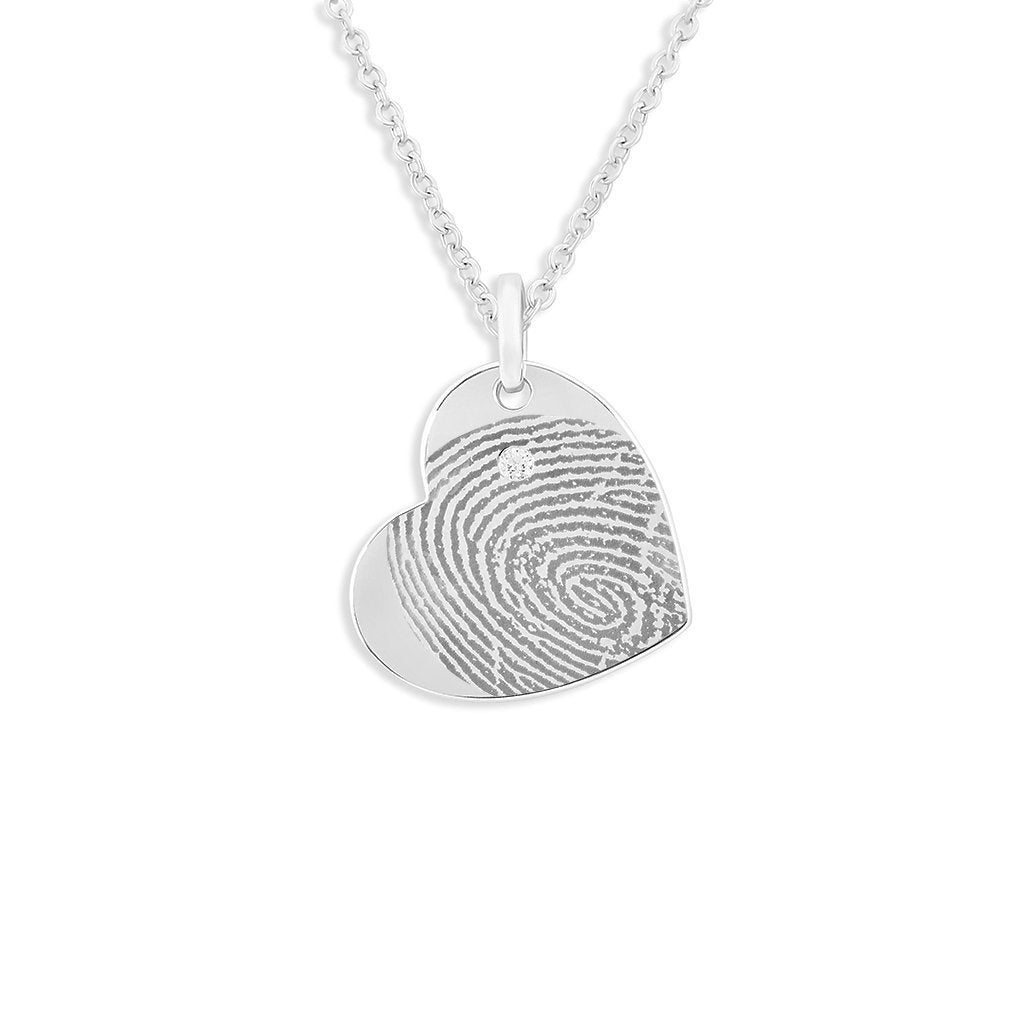 EverWith Engraved Heart Fingerprint Memorial Pendant with Fine Crystal - EverWith Memorial Jewellery - Trade