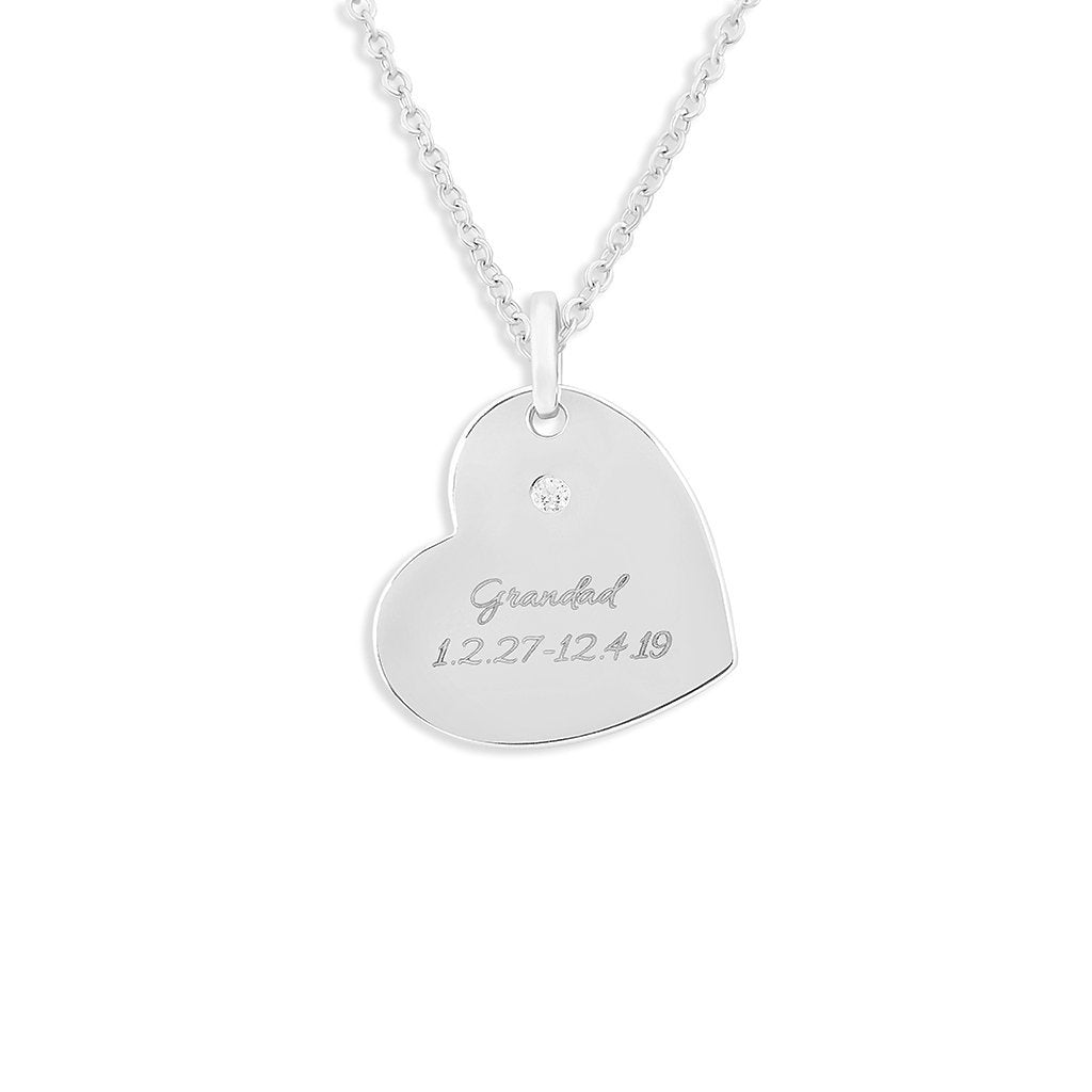 EverWith Engraved Heart Standard Engraving Memorial Pendant with Fine Crystal - EverWith Memorial Jewellery - Trade