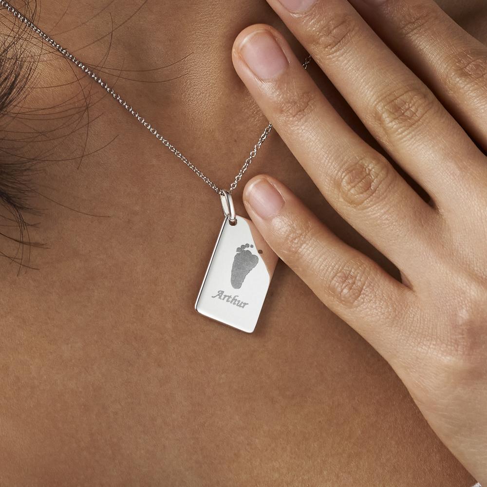 EverWith Engraved Love Tag Handprint or Footprint Memorial Pendant with Fine Crystals - EverWith Memorial Jewellery - Trade