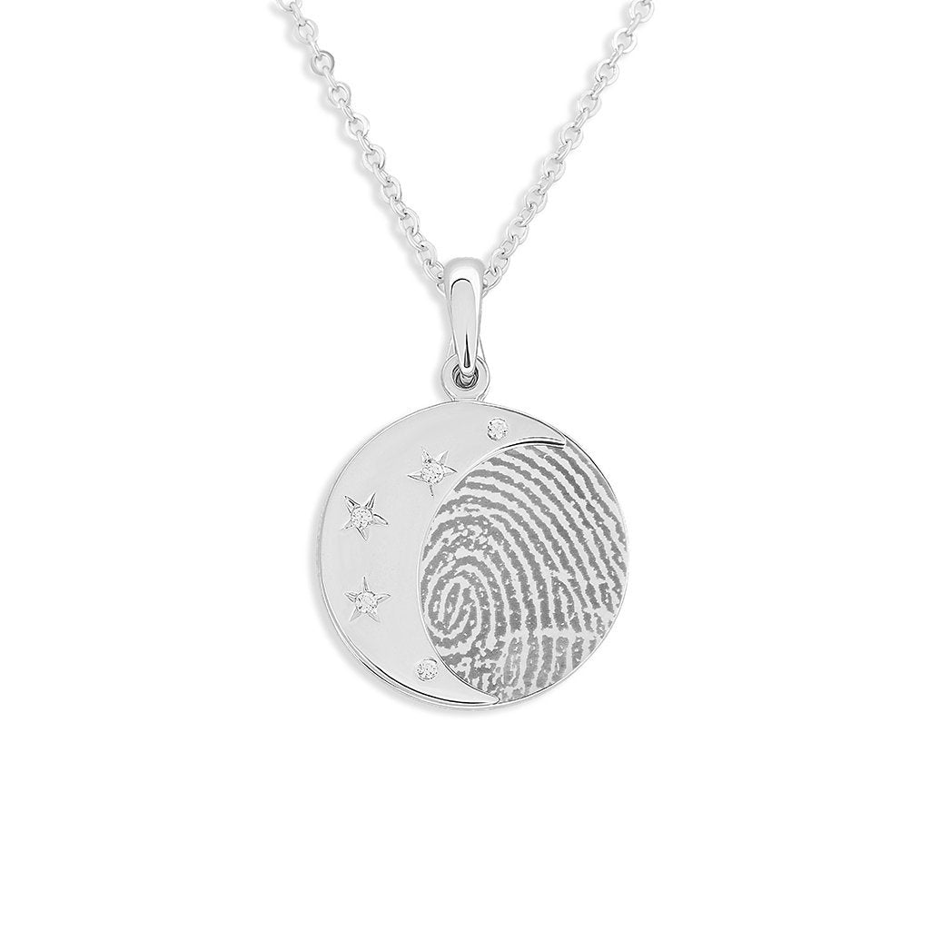 EverWith Engraved Moons Fingerprint Memorial Pendants with Fine Crystal - EverWith Memorial Jewellery - Trade