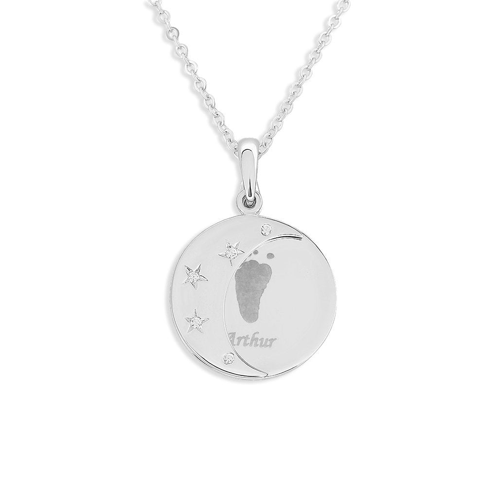 EverWith Engraved Moons Handprints or Footprints Memorial Pendants with Fine Crystal - EverWith Memorial Jewellery - Trade