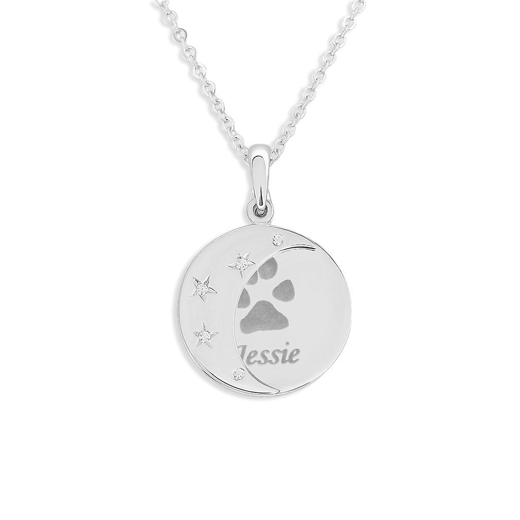 EverWith Engraved Moons Pawprint Memorial Pendants with Fine Crystal - EverWith Memorial Jewellery - Trade