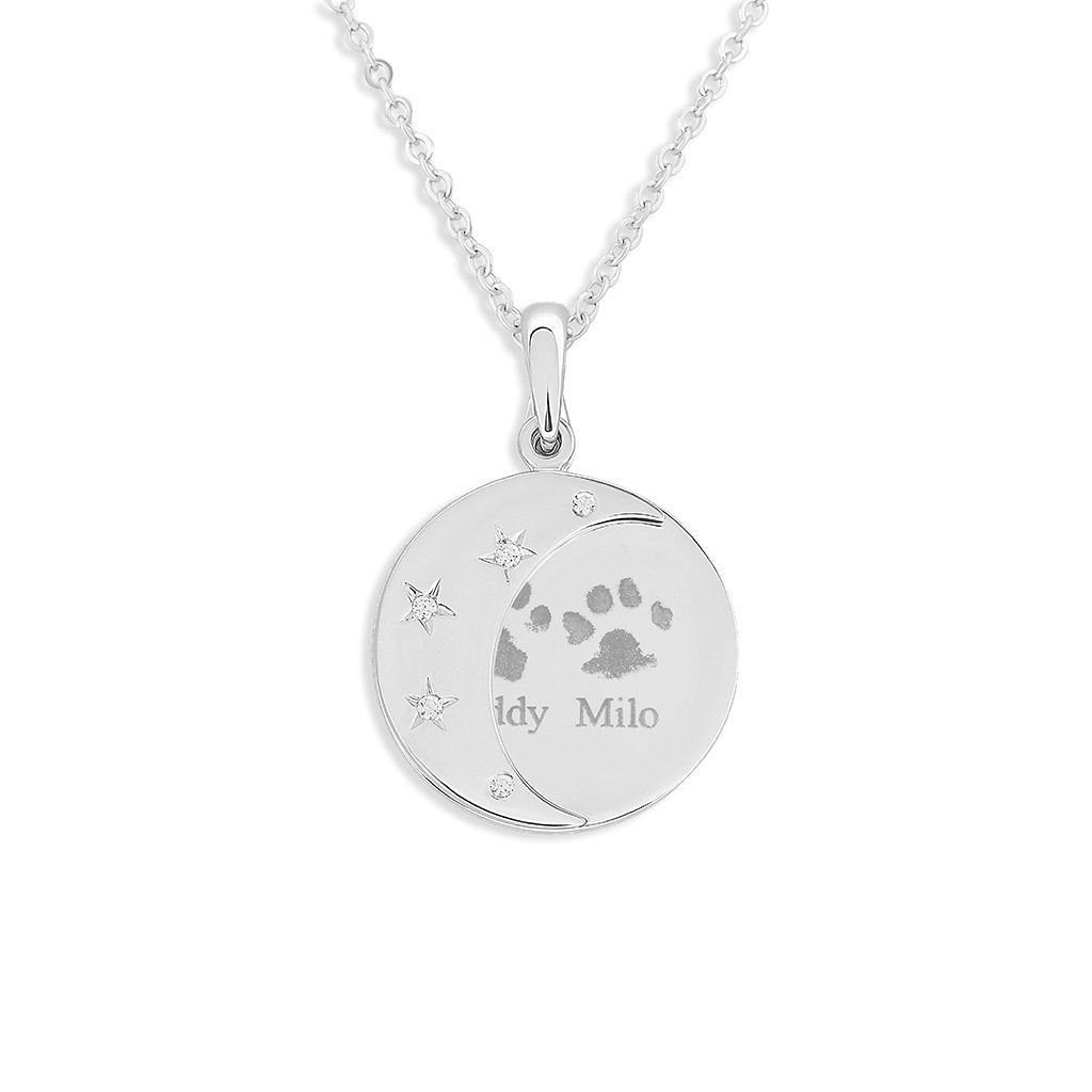 EverWith Engraved Moons Pawprint Memorial Pendants with Fine Crystal - EverWith Memorial Jewellery - Trade