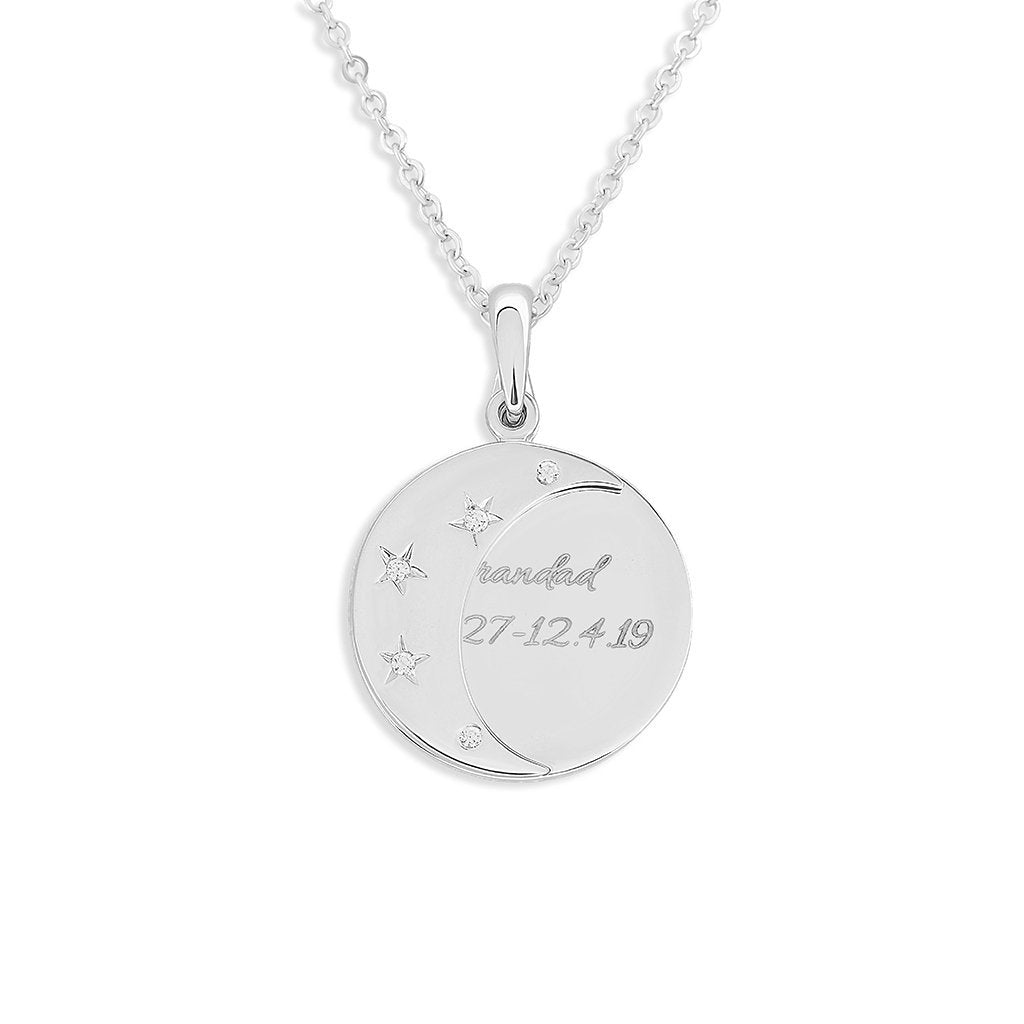 EverWith Engraved Moons Standard Engraving Memorial Pendants with Fine Crystal - EverWith Memorial Jewellery - Trade