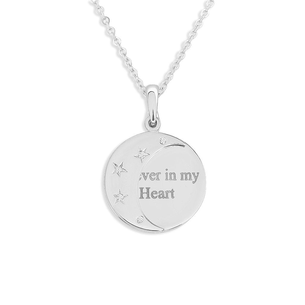 EverWith Engraved Moons Standard Engraving Memorial Pendants with Fine Crystal - EverWith Memorial Jewellery - Trade