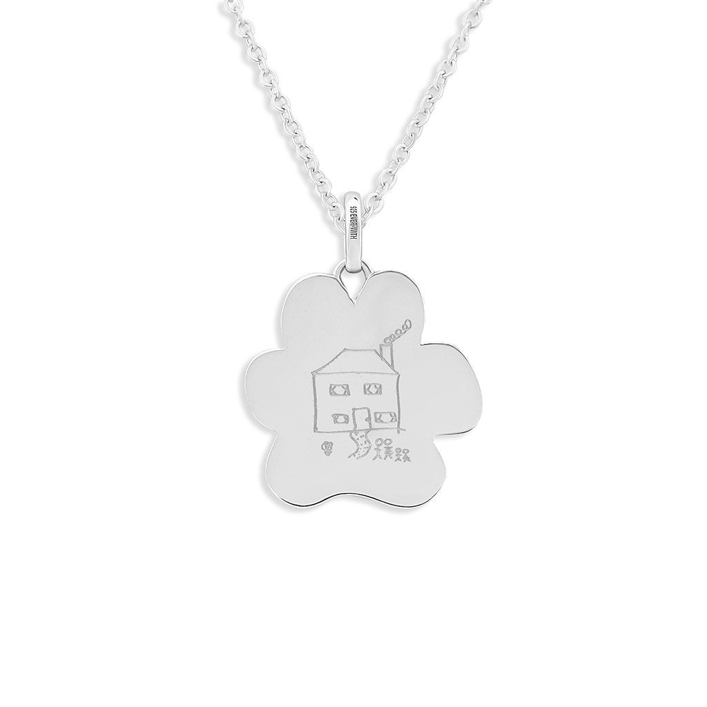 EverWith Engraved Paw Print Memorial Drawing Pendant with Fine Crystals - EverWith Memorial Jewellery - Trade