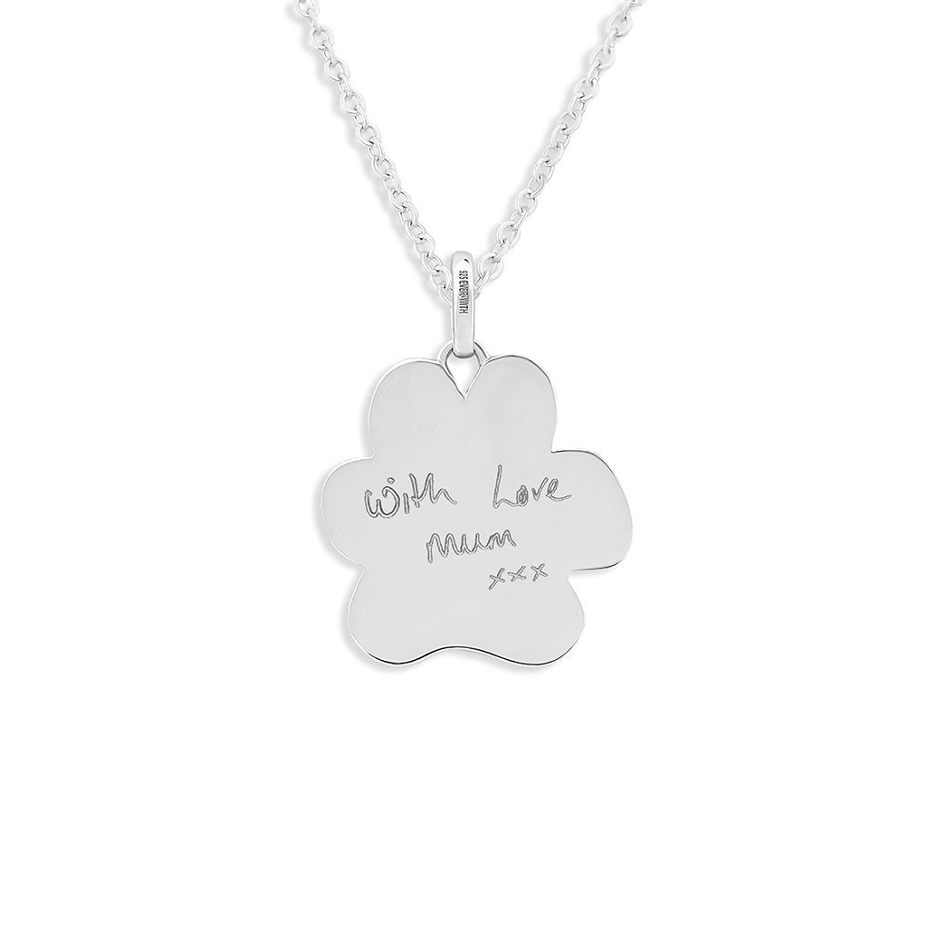 EverWith Engraved Paw Print Memorial Handwriting Pendant with Fine Crystals - EverWith Memorial Jewellery - Trade