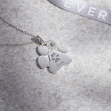 EverWith Engraved Paw Print Memorial Pawprint Pendant with Fine Crystals - EverWith Memorial Jewellery - Trade