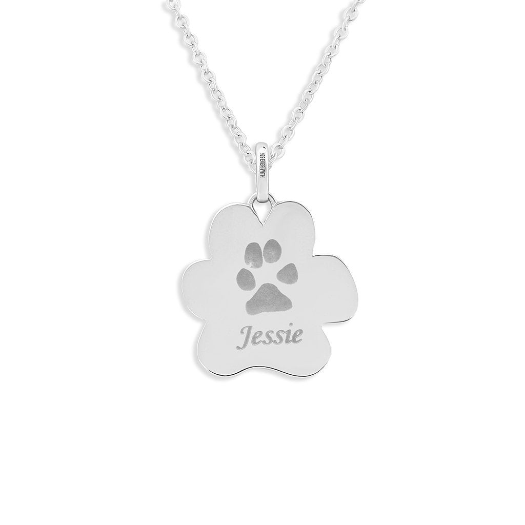 EverWith Engraved Paw Print Memorial Pawprint Pendant with Fine Crystals - EverWith Memorial Jewellery - Trade