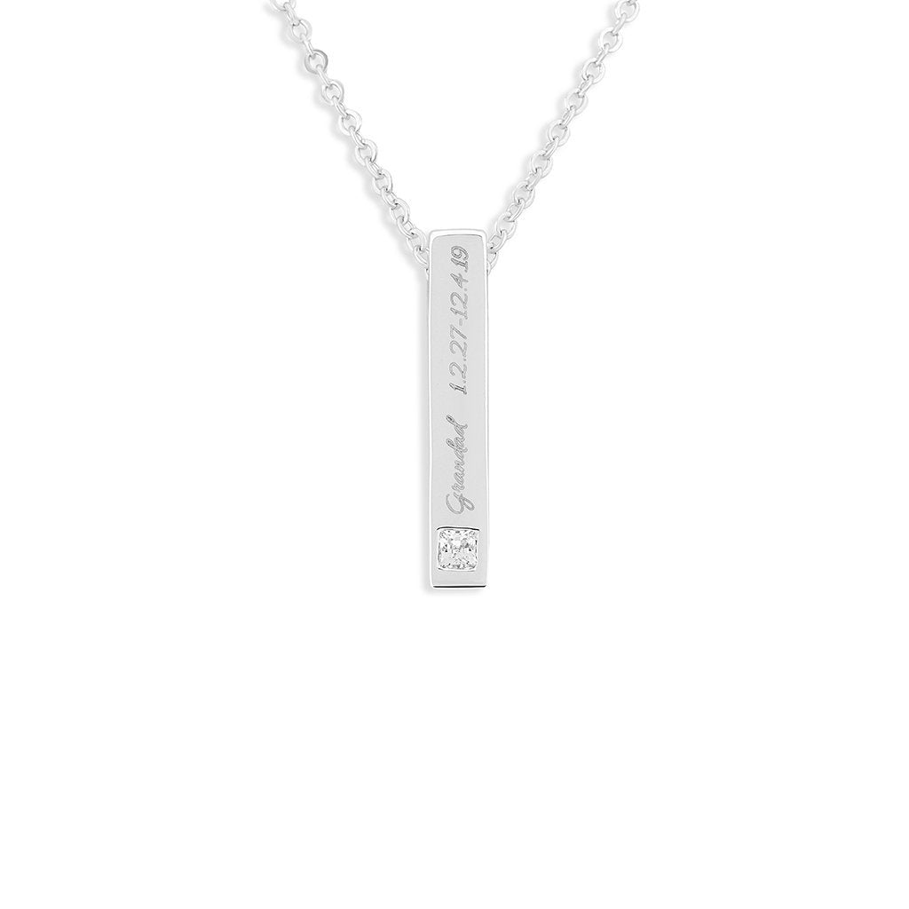 EverWith Engraved Short Bar Standard Engraving Memorial Pendant With Fine Crystal - EverWith Memorial Jewellery - Trade