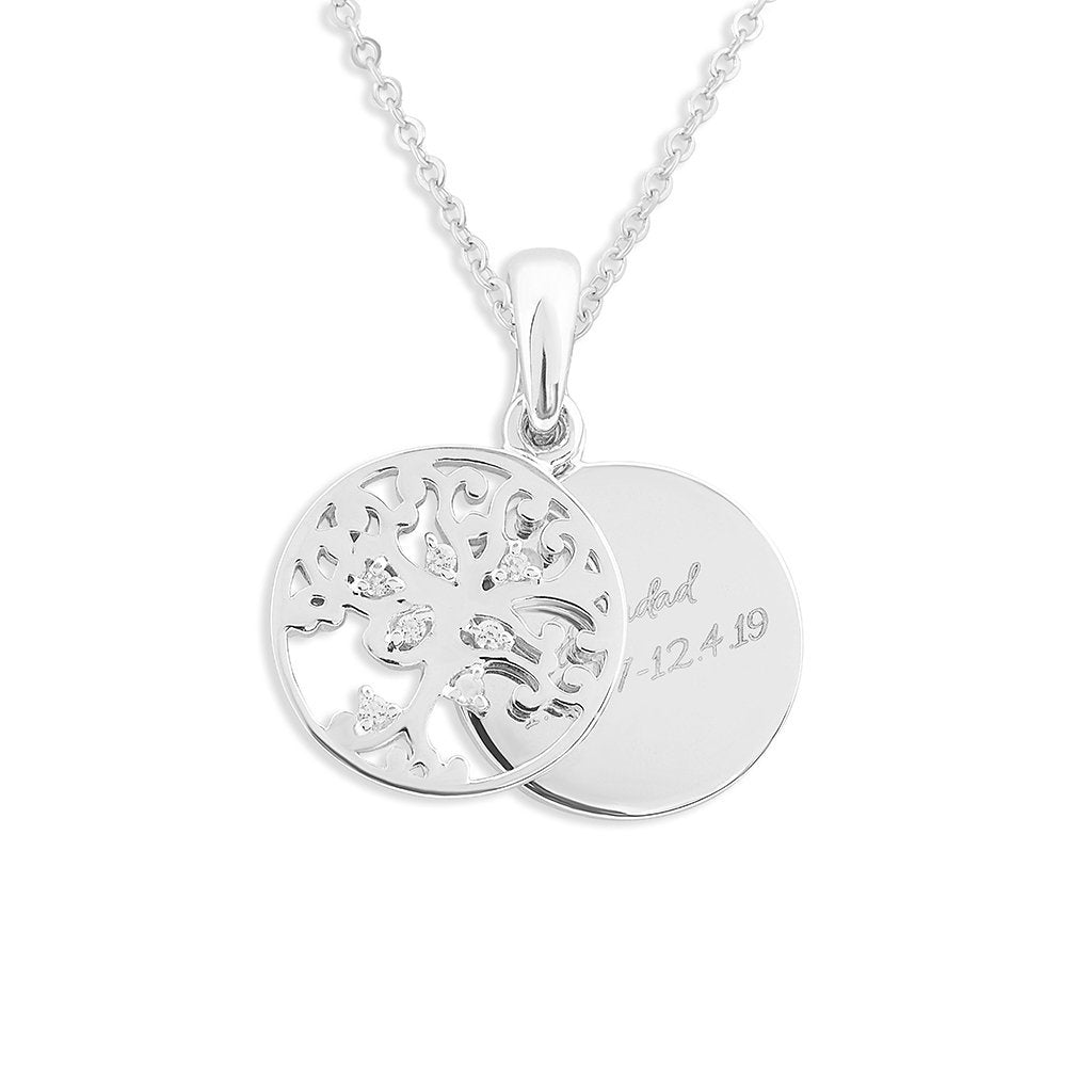 EverWith Engraved Small Tree of Life Standard Engraving Memorial Pendant with Fine Crystal - EverWith Memorial Jewellery - Trade
