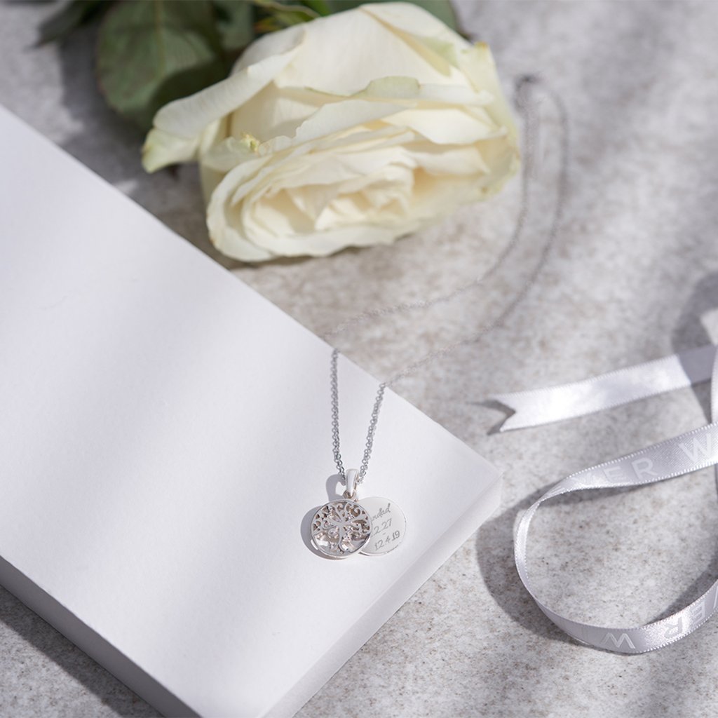 EverWith Engraved Small Tree of Life Standard Engraving Memorial Pendant with Fine Crystal - EverWith Memorial Jewellery - Trade