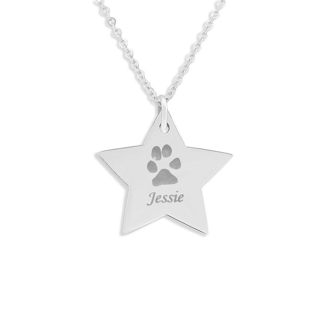 EverWith Engraved Star Pawprint Memorial Pendant - EverWith Memorial Jewellery - Trade
