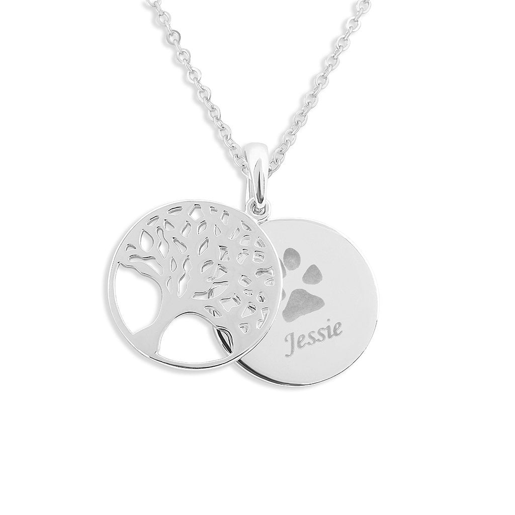 EverWith Engraved Tree of Life Discreet Messaging Memorial Pawprint Discreet Messaging Pendant - EverWith Memorial Jewellery - Trade