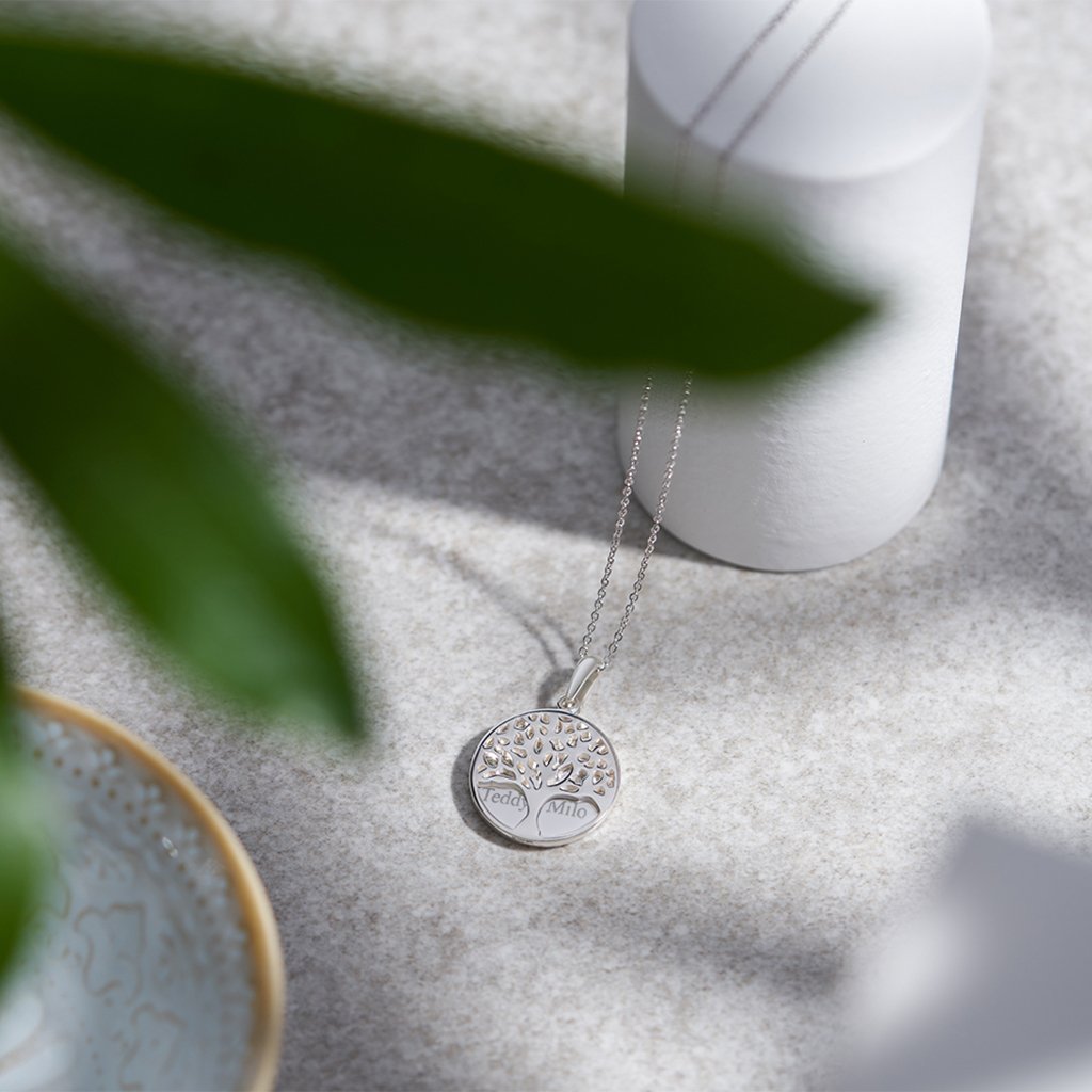 EverWith Engraved Tree of Life Discreet Messaging Memorial Pawprint Discreet Messaging Pendant - EverWith Memorial Jewellery - Trade
