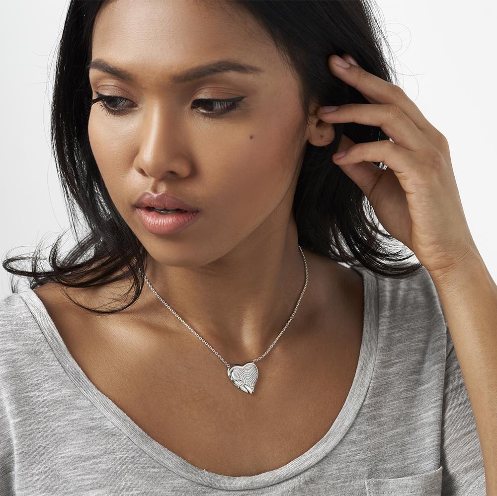 EverWith Engraved Winged Heart Fingerprint Memorial Necklace - EverWith Memorial Jewellery - Trade