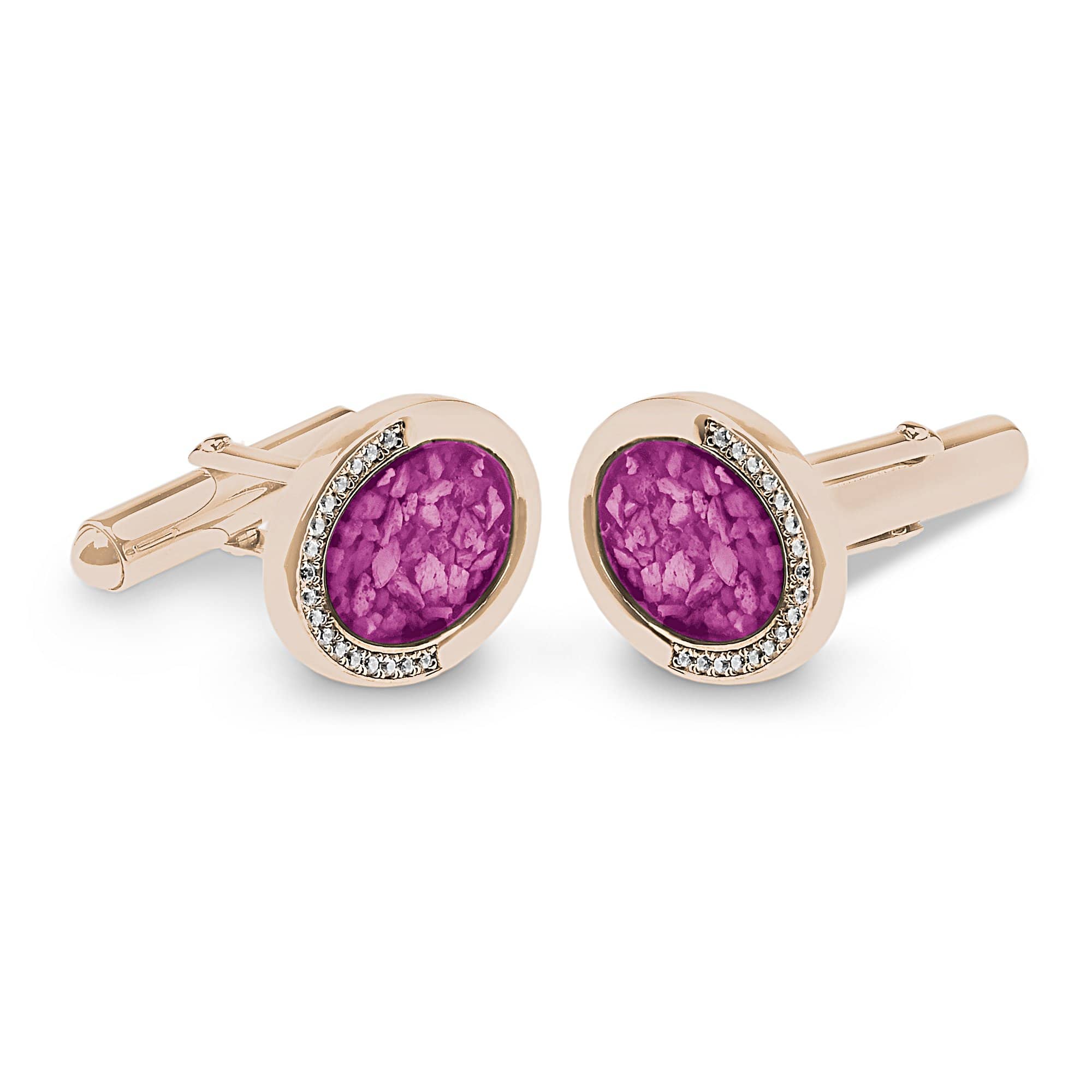 EverWith Gents Fancy Oval Memorial Ashes Cufflinks with Fine Crystals - EverWith Memorial Jewellery - Trade