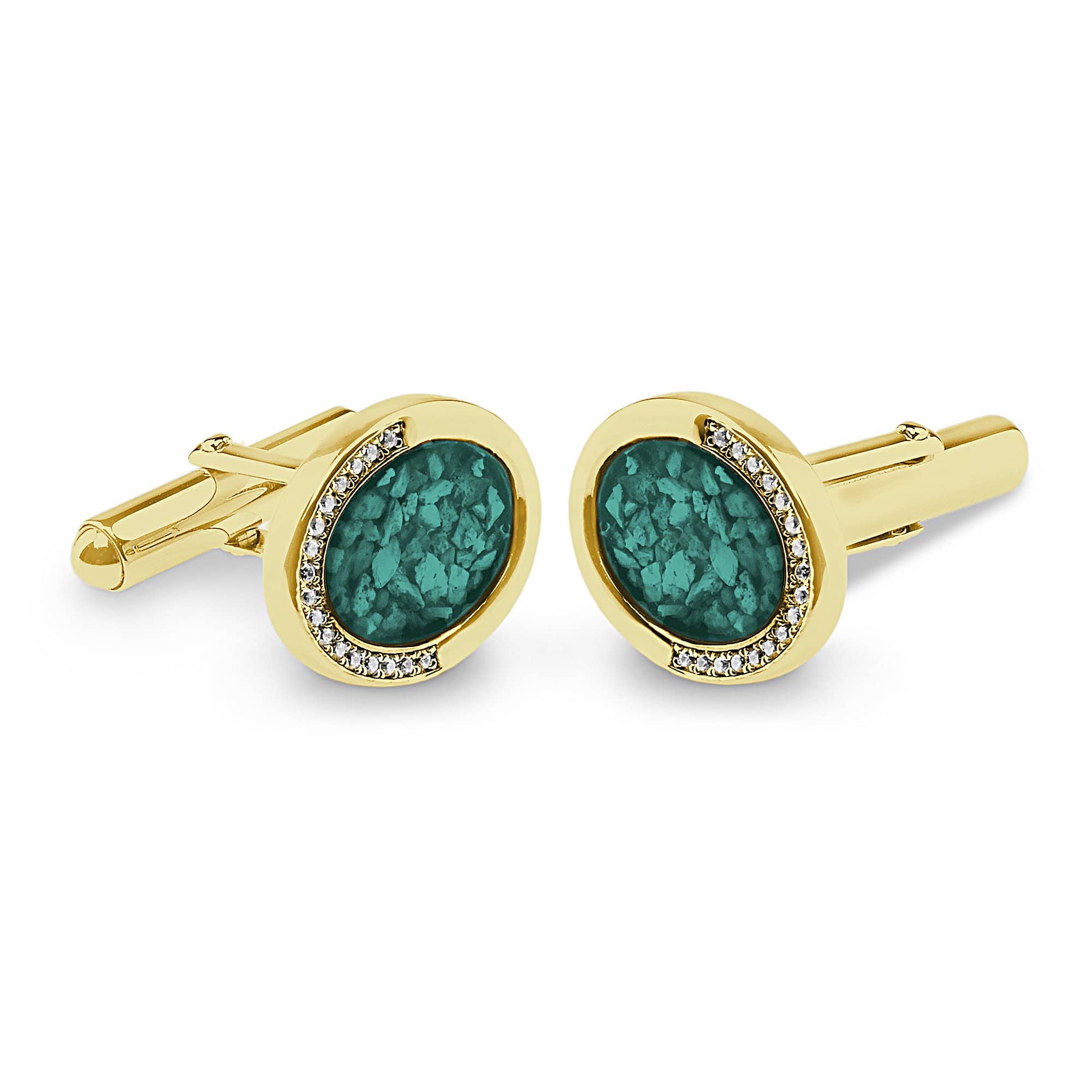 EverWith Gents Fancy Oval Memorial Ashes Cufflinks with Fine Crystals - EverWith Memorial Jewellery - Trade