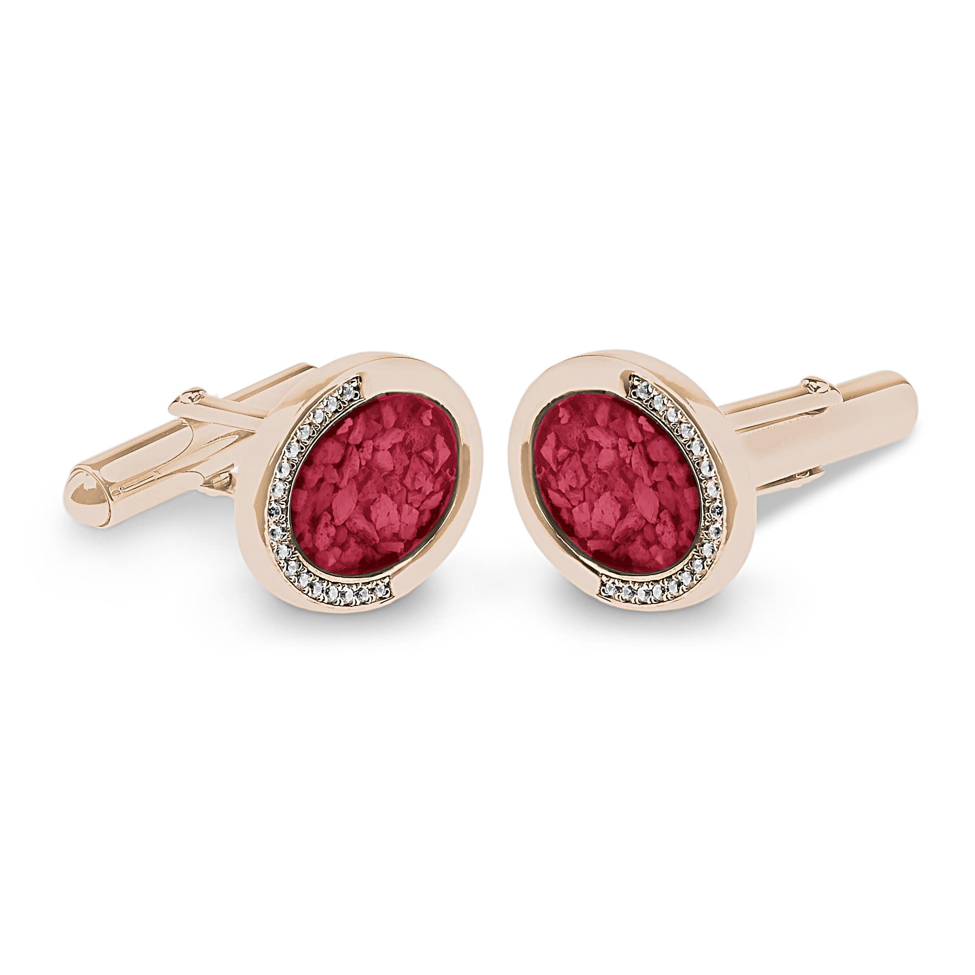 EverWith Gents Fancy Oval Memorial Ashes Cufflinks with Fine Crystals - EverWith Memorial Jewellery - Trade