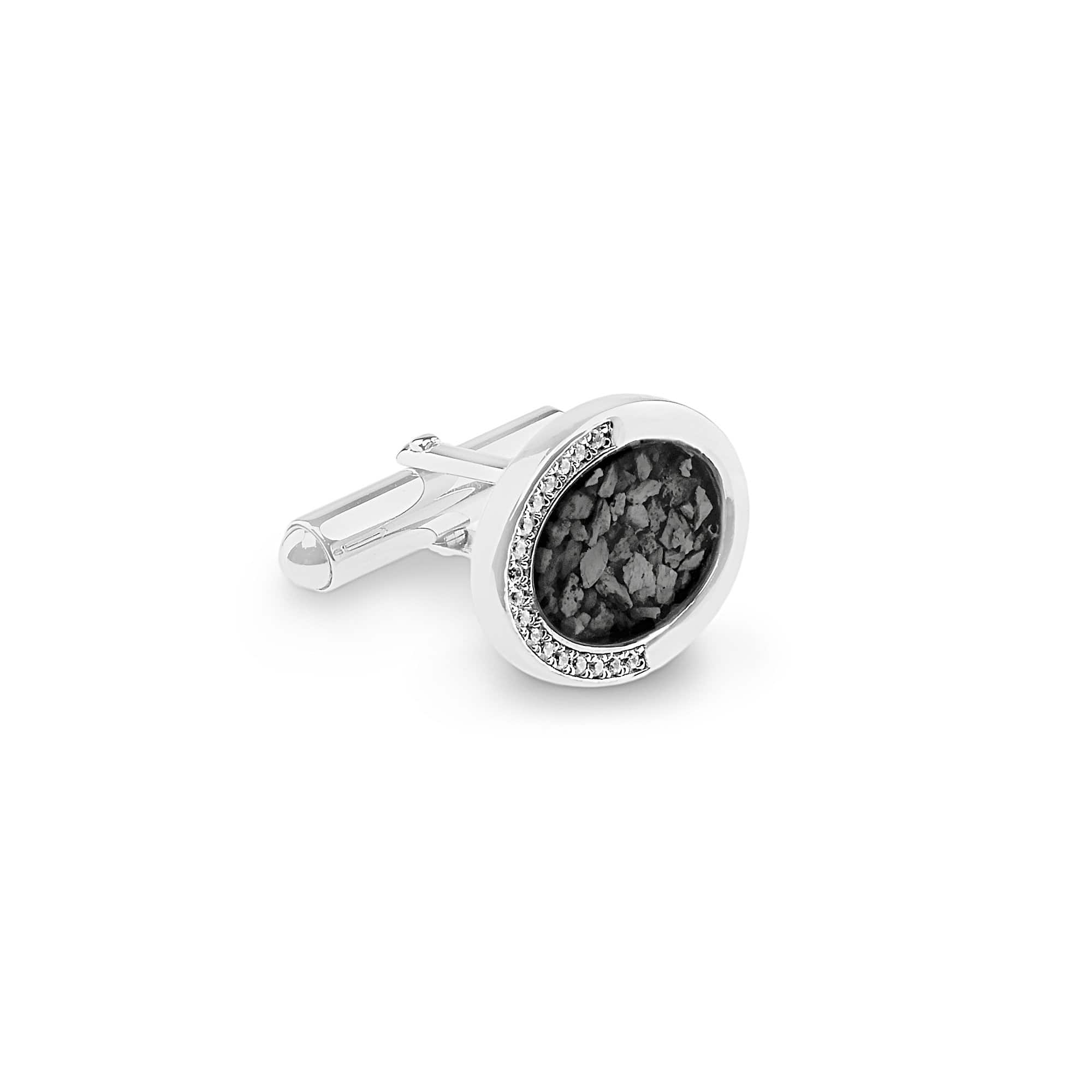 EverWith Gents Fancy Oval Memorial Ashes Cufflinks with Fine Crystals - EverWith Memorial Jewellery - Trade