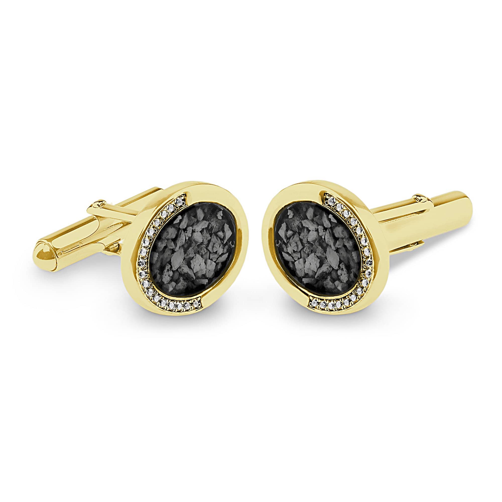 EverWith Gents Fancy Oval Memorial Ashes Cufflinks with Fine Crystals - EverWith Memorial Jewellery - Trade