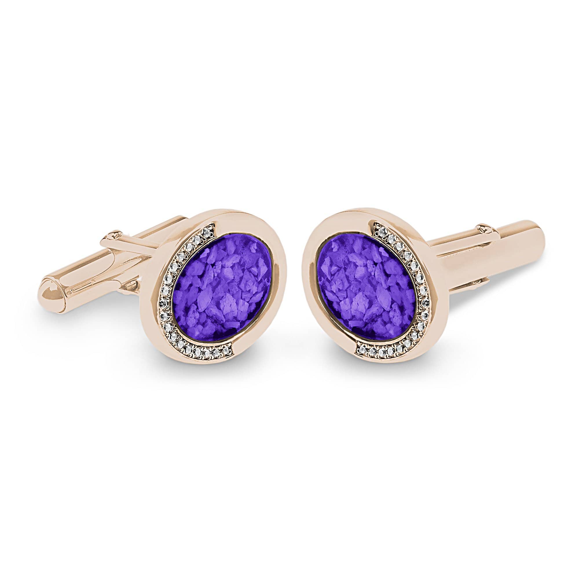 EverWith Gents Fancy Oval Memorial Ashes Cufflinks with Fine Crystals - EverWith Memorial Jewellery - Trade
