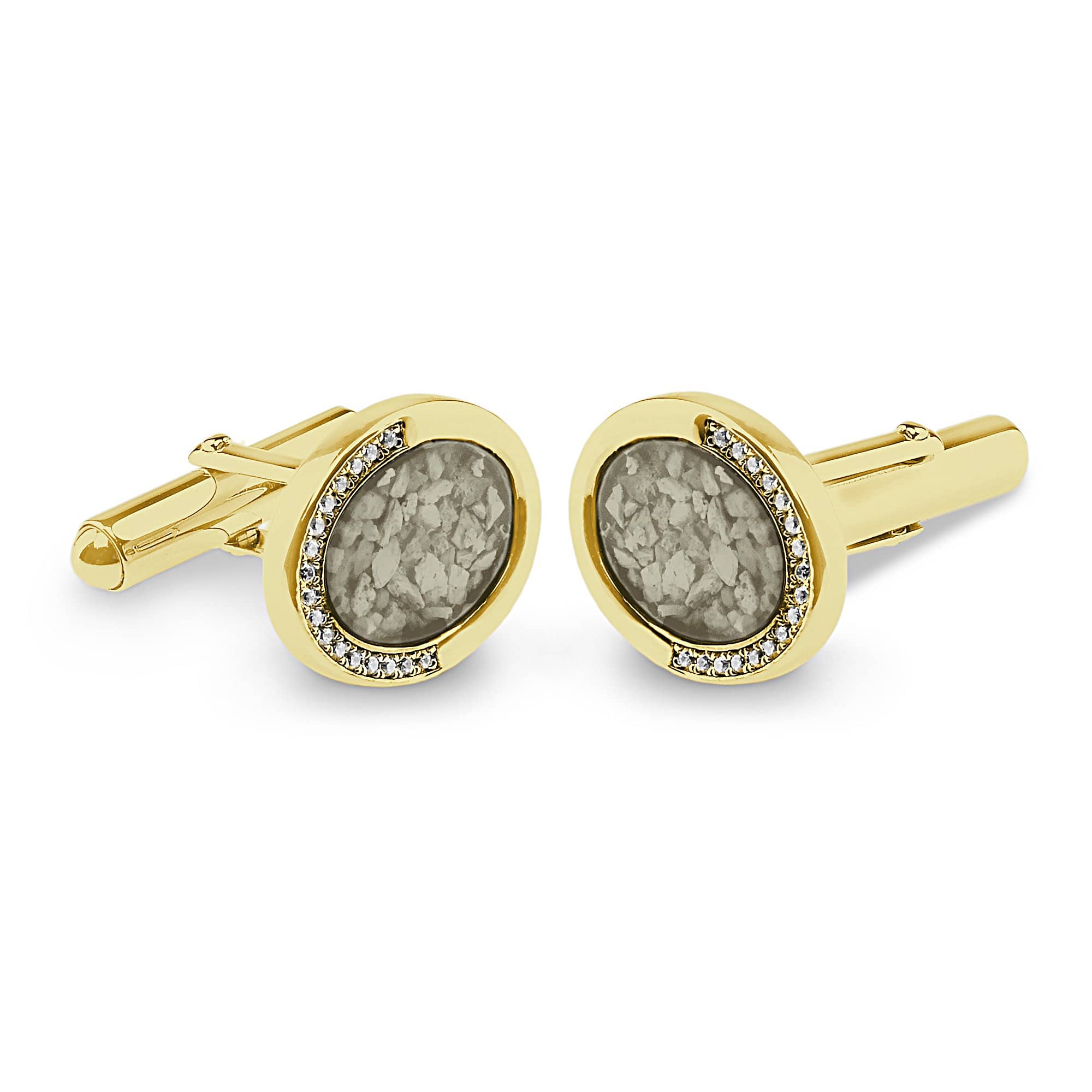 EverWith Gents Fancy Oval Memorial Ashes Cufflinks with Fine Crystals - EverWith Memorial Jewellery - Trade