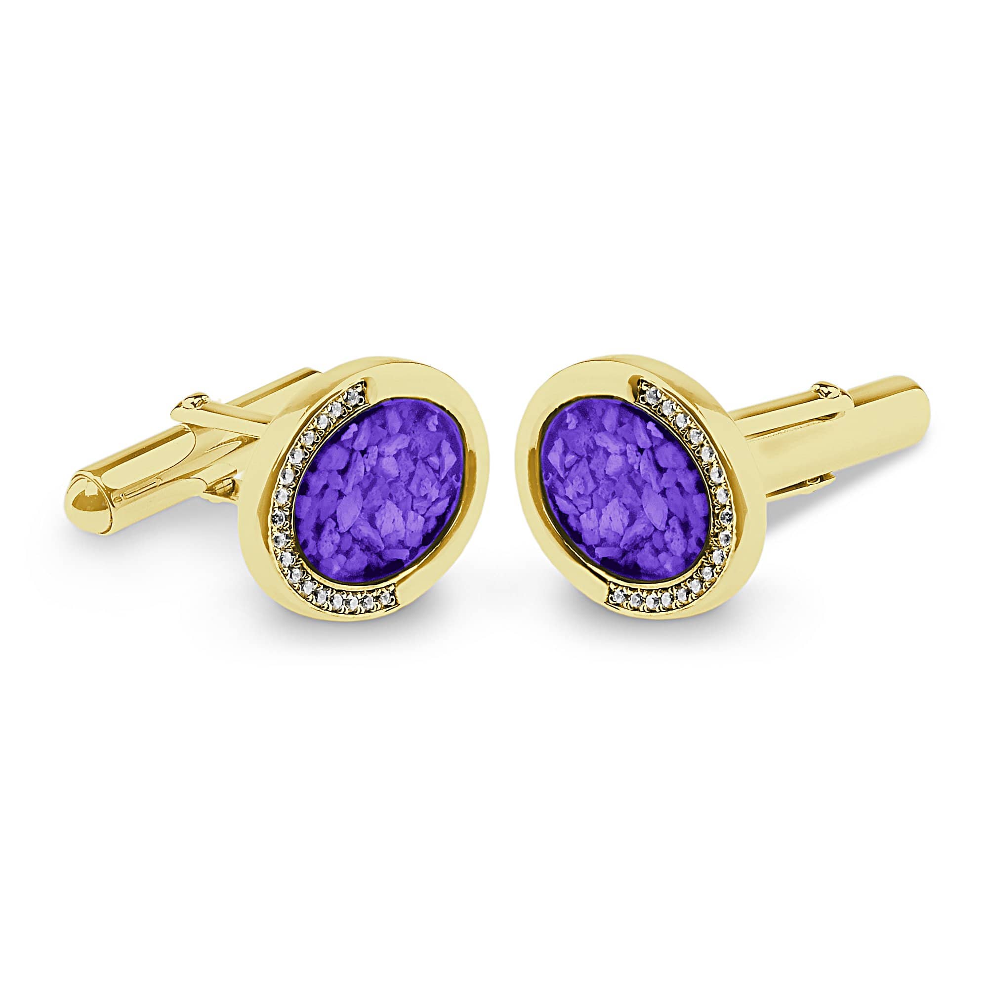 EverWith Gents Fancy Oval Memorial Ashes Cufflinks with Fine Crystals - EverWith Memorial Jewellery - Trade