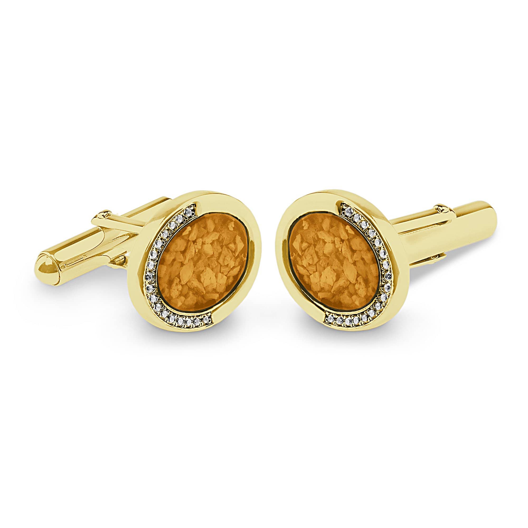 EverWith Gents Fancy Oval Memorial Ashes Cufflinks with Fine Crystals - EverWith Memorial Jewellery - Trade