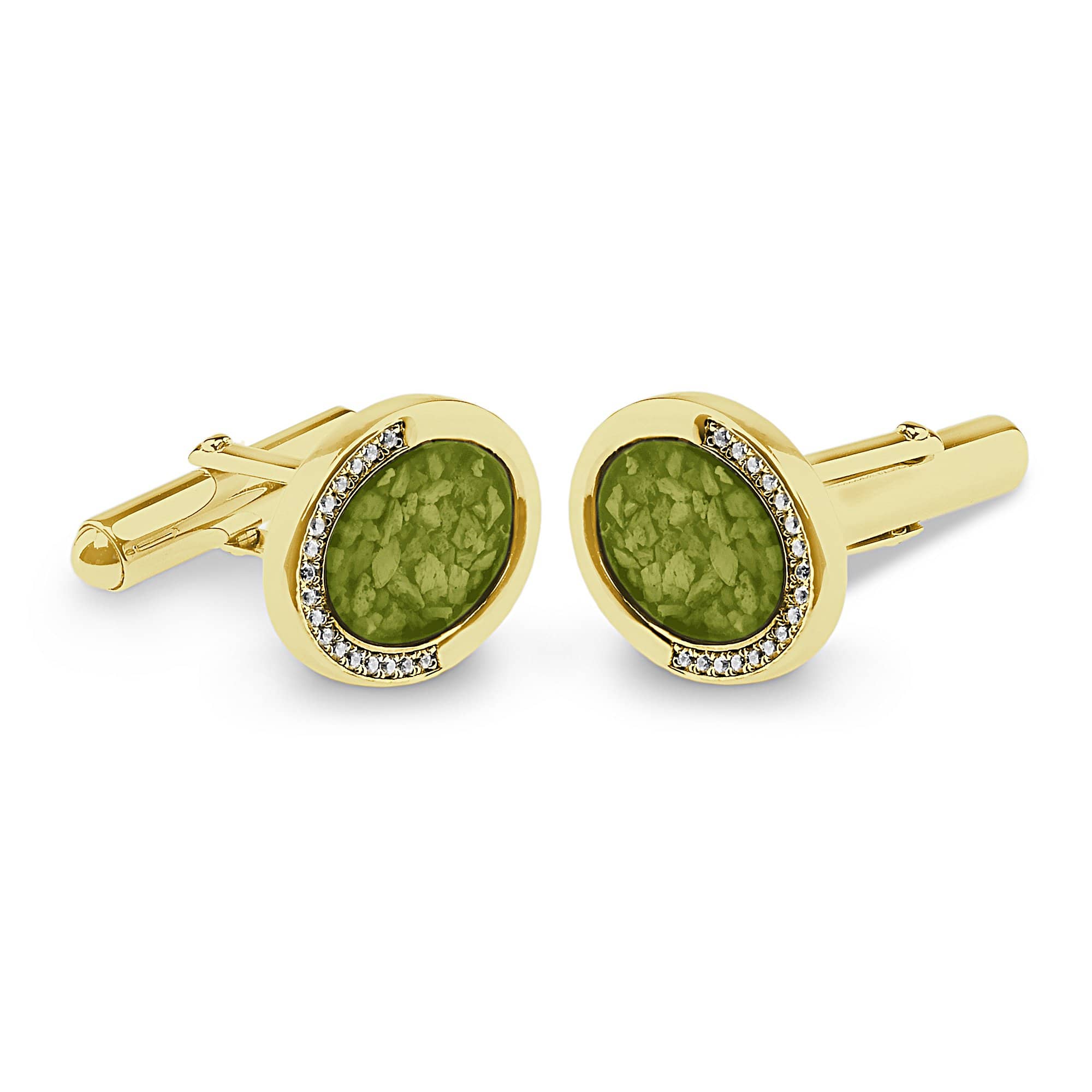 EverWith Gents Fancy Oval Memorial Ashes Cufflinks with Fine Crystals - EverWith Memorial Jewellery - Trade