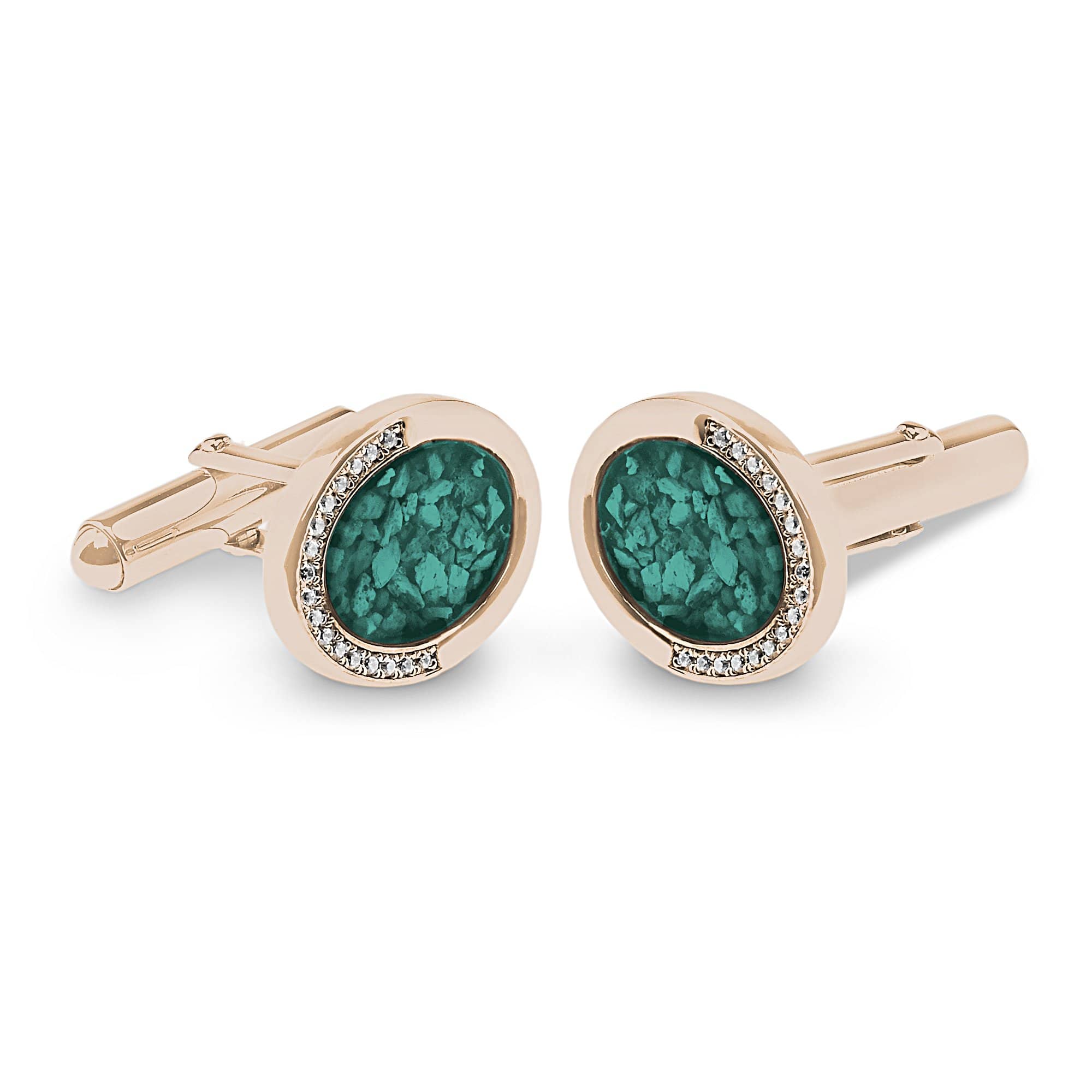 EverWith Gents Fancy Oval Memorial Ashes Cufflinks with Fine Crystals - EverWith Memorial Jewellery - Trade