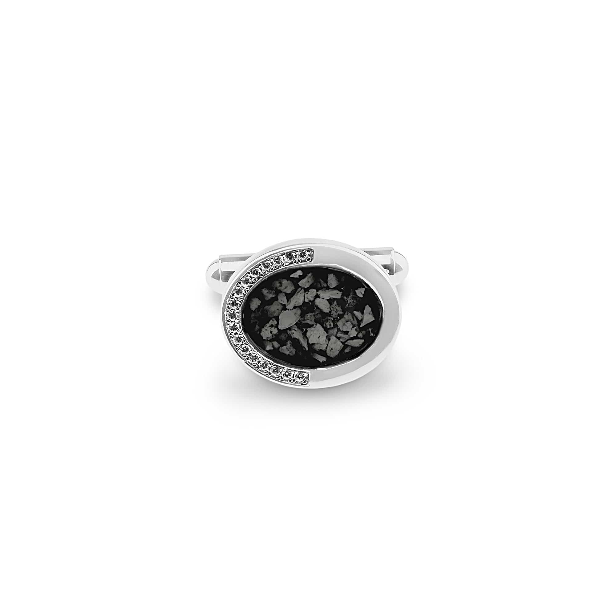 EverWith Gents Fancy Oval Memorial Ashes Cufflinks with Fine Crystals - EverWith Memorial Jewellery - Trade