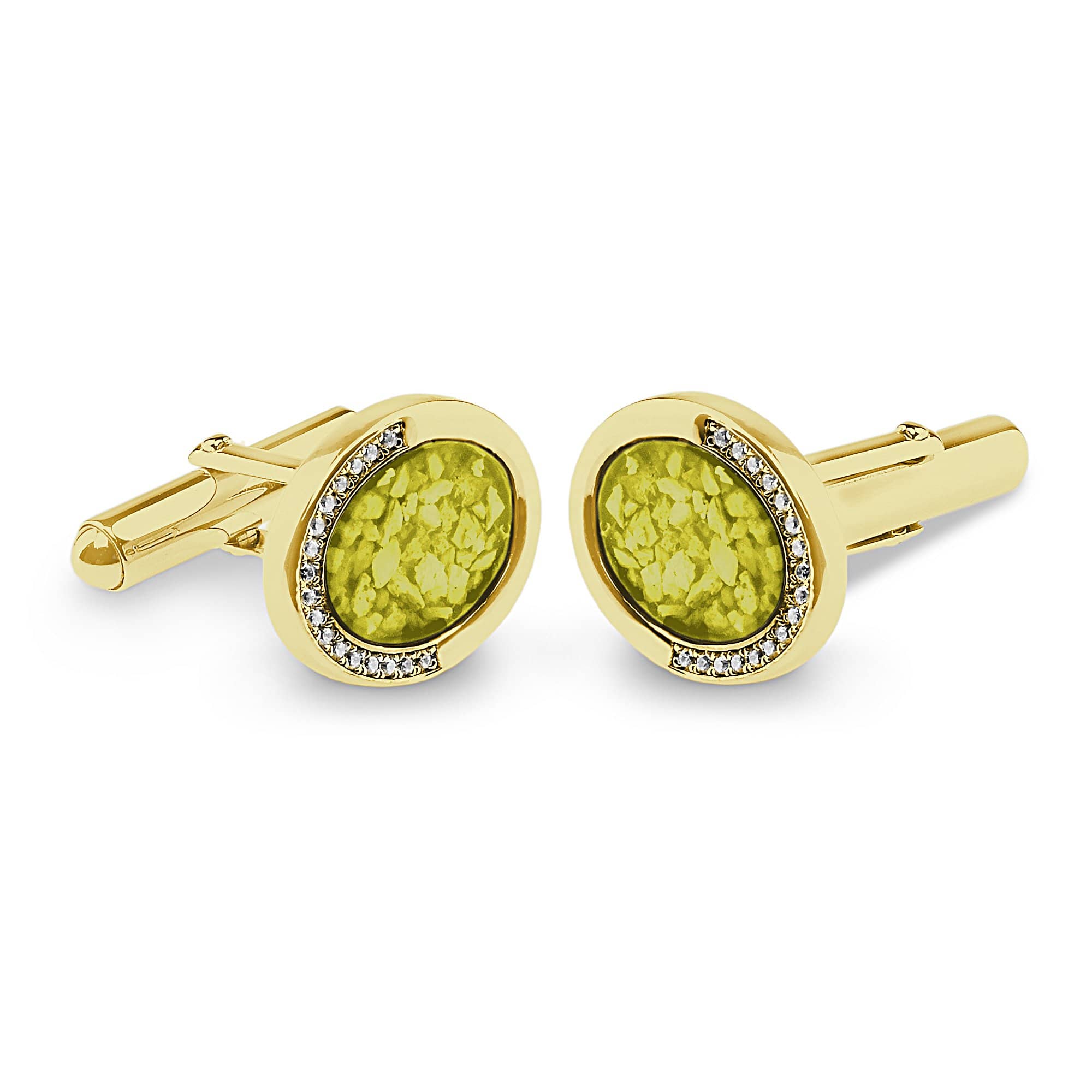 EverWith Gents Fancy Oval Memorial Ashes Cufflinks with Fine Crystals - EverWith Memorial Jewellery - Trade