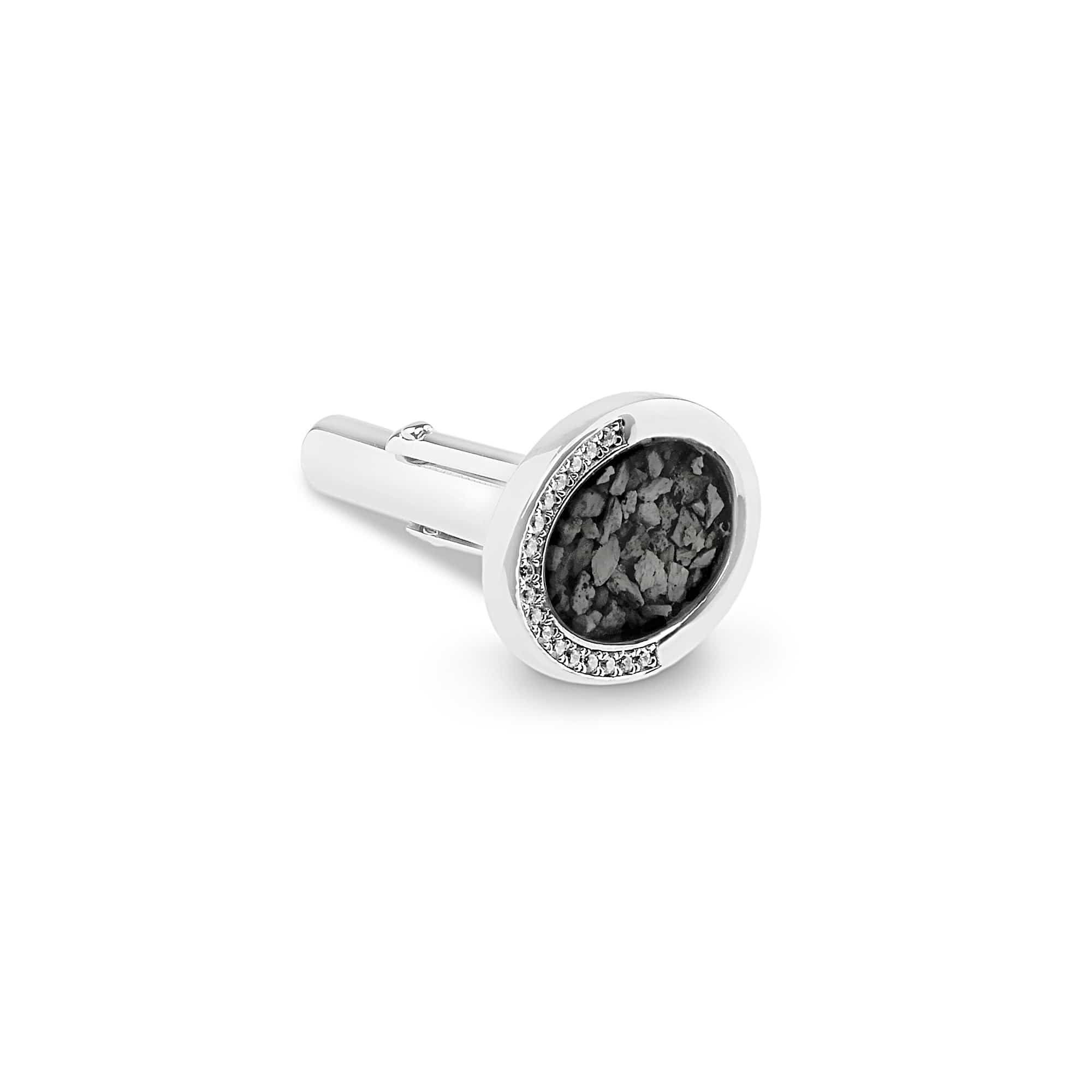 EverWith Gents Fancy Oval Memorial Ashes Cufflinks with Fine Crystals - EverWith Memorial Jewellery - Trade