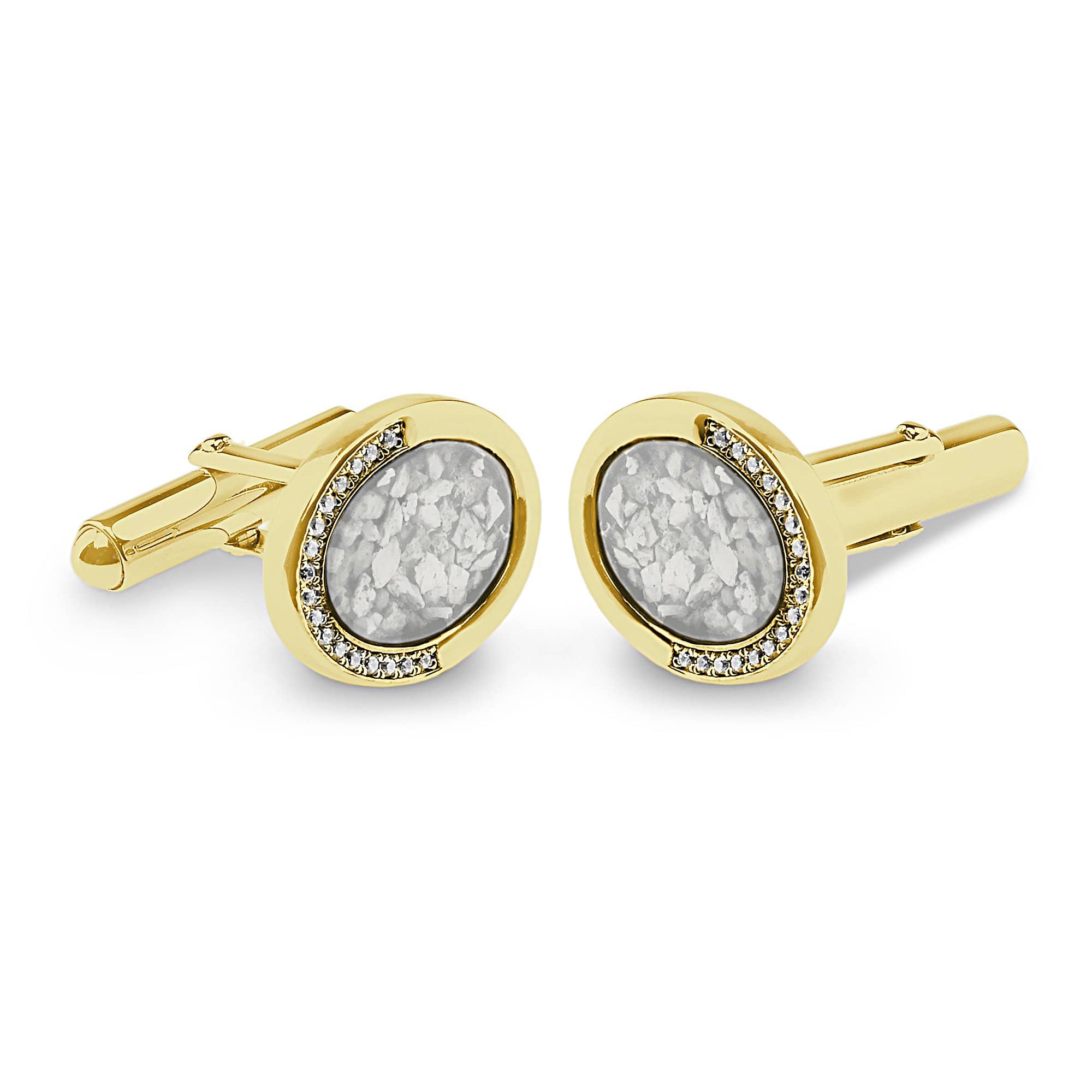 EverWith Gents Fancy Oval Memorial Ashes Cufflinks with Fine Crystals - EverWith Memorial Jewellery - Trade