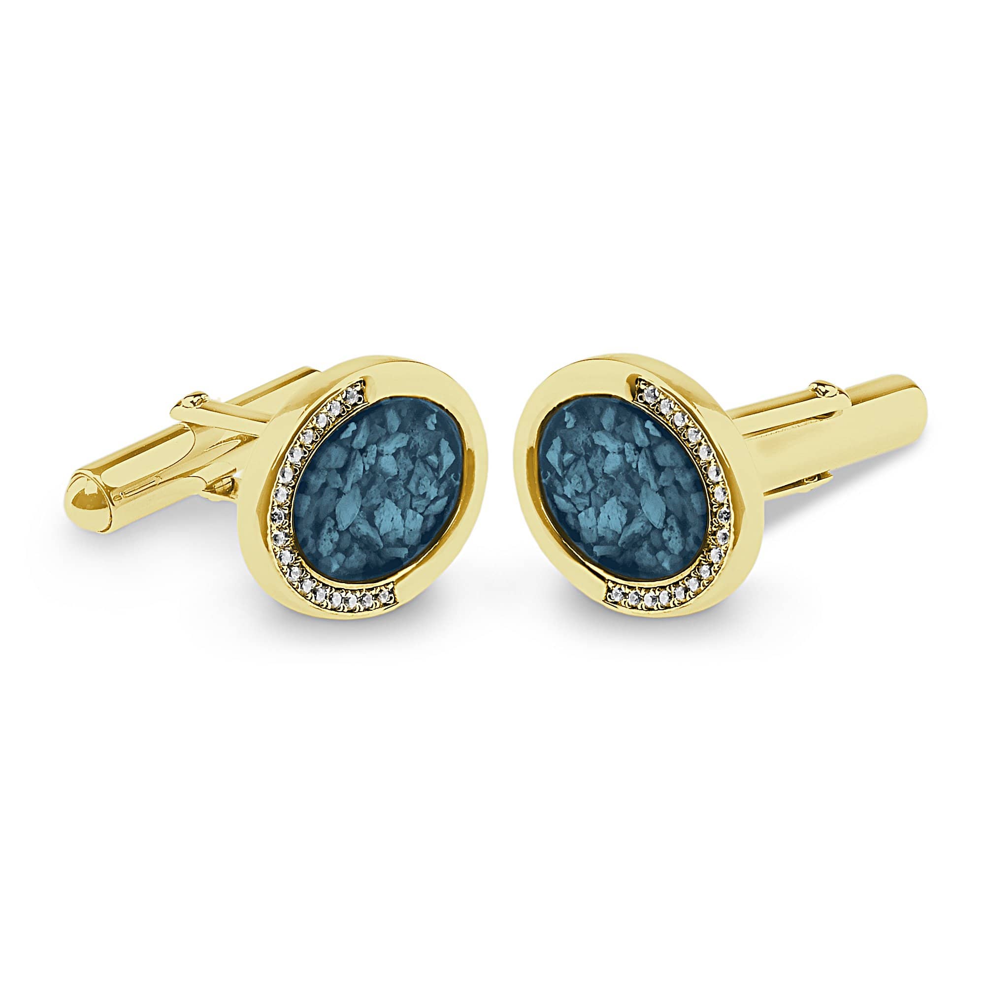 EverWith Gents Fancy Oval Memorial Ashes Cufflinks with Fine Crystals - EverWith Memorial Jewellery - Trade