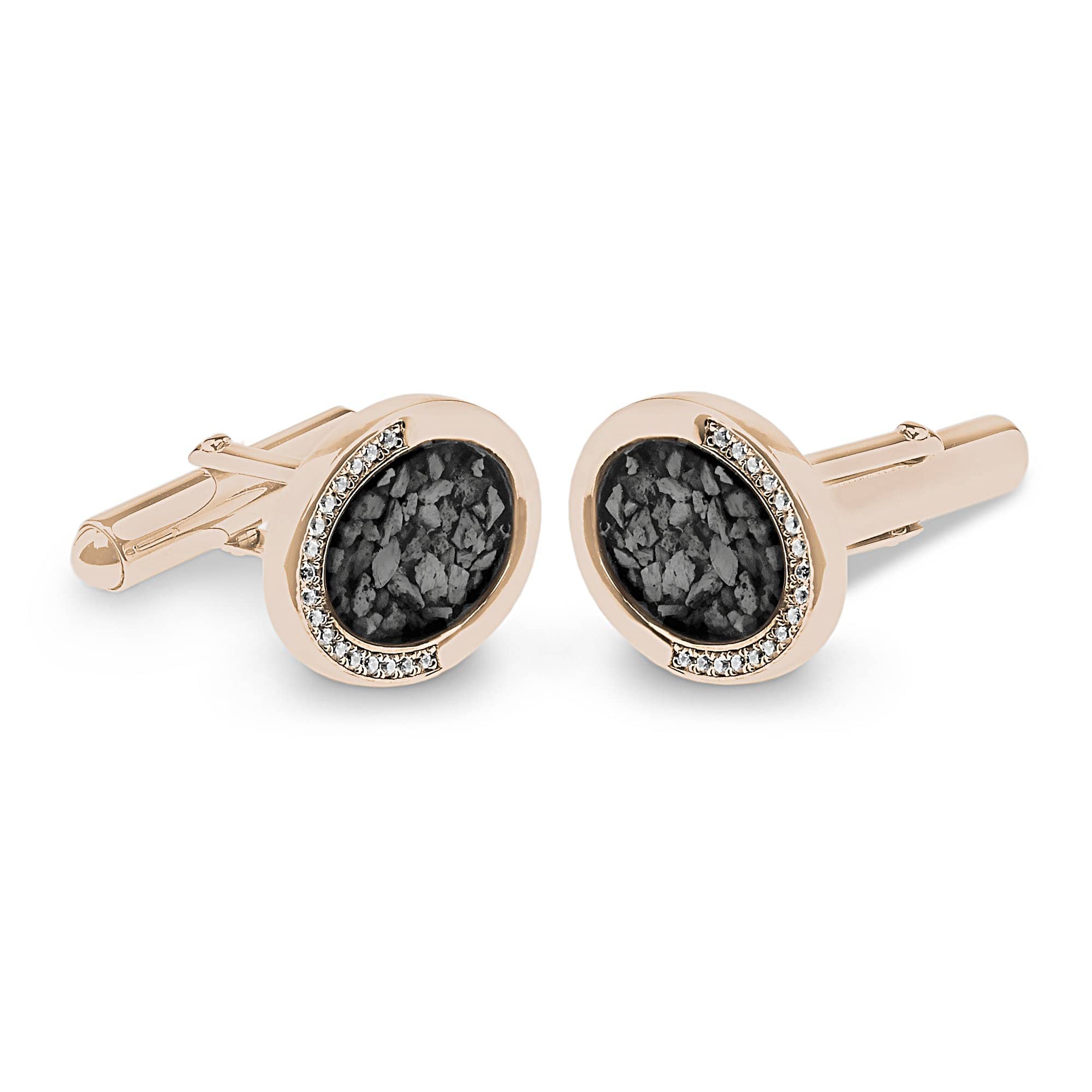 EverWith Gents Fancy Oval Memorial Ashes Cufflinks with Fine Crystals - EverWith Memorial Jewellery - Trade