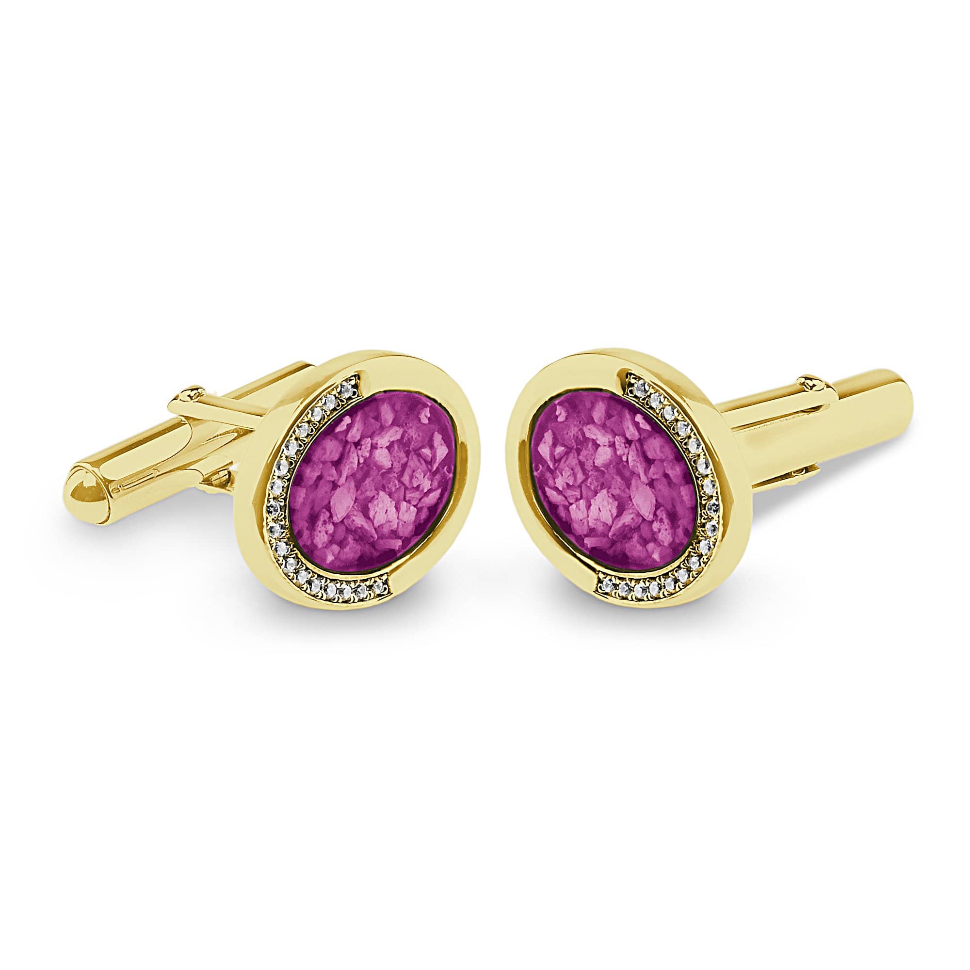 EverWith Gents Fancy Oval Memorial Ashes Cufflinks with Fine Crystals - EverWith Memorial Jewellery - Trade