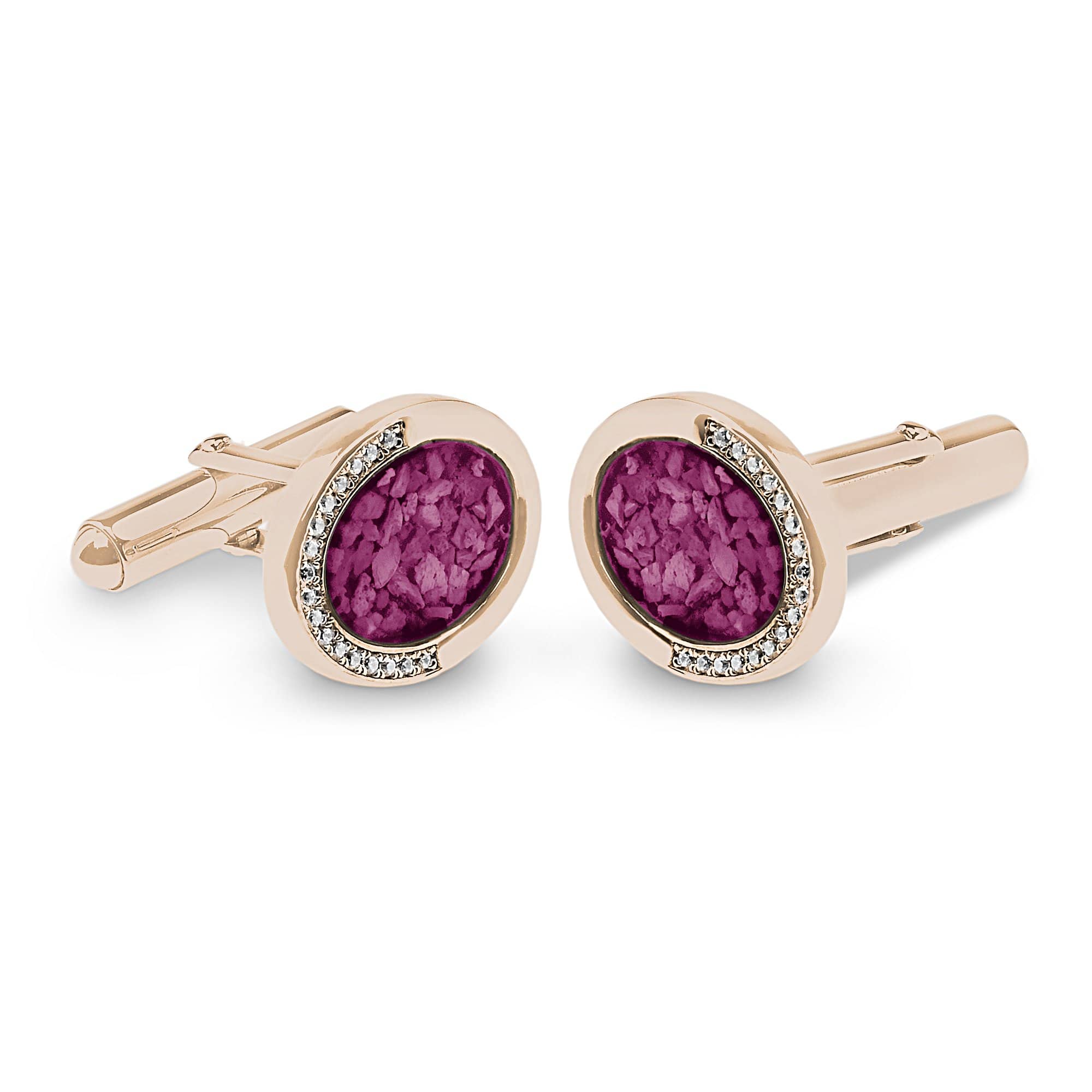 EverWith Gents Fancy Oval Memorial Ashes Cufflinks with Fine Crystals - EverWith Memorial Jewellery - Trade