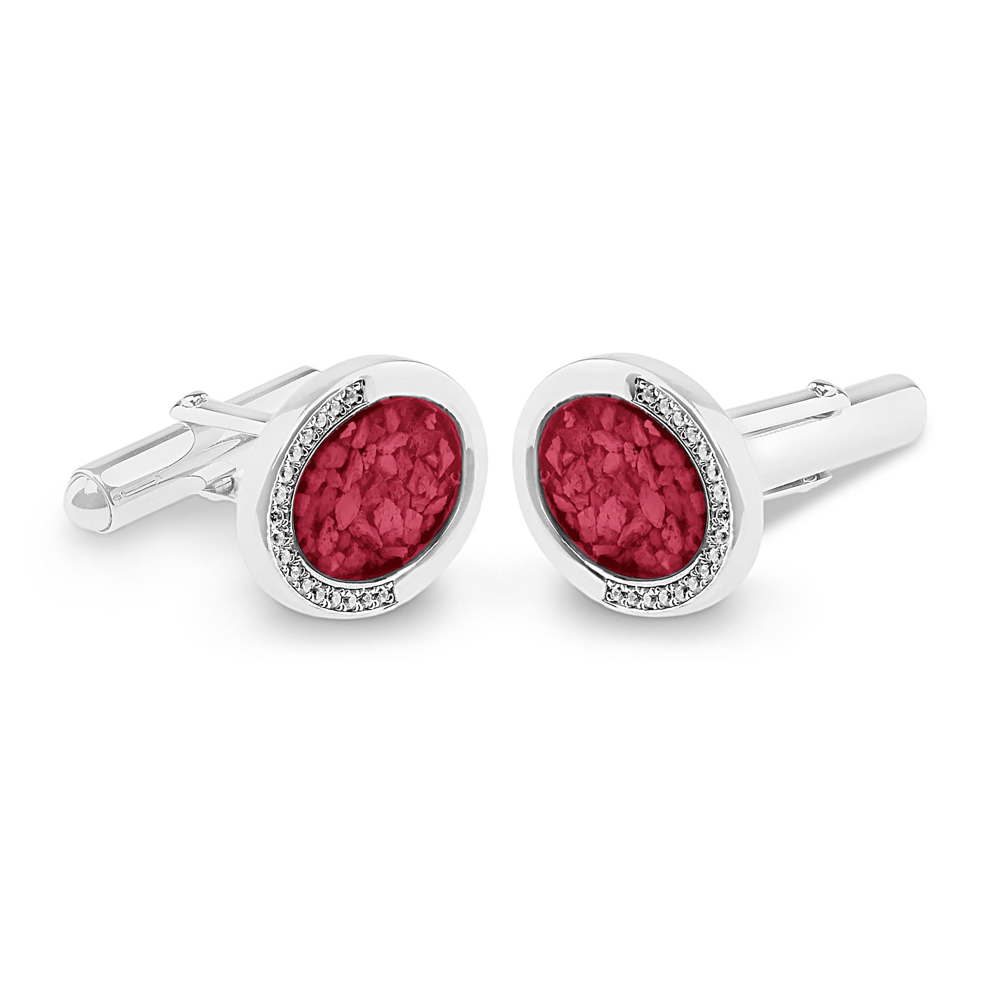 EverWith Gents Fancy Oval Memorial Ashes Cufflinks with Fine Crystals - EverWith Memorial Jewellery - Trade