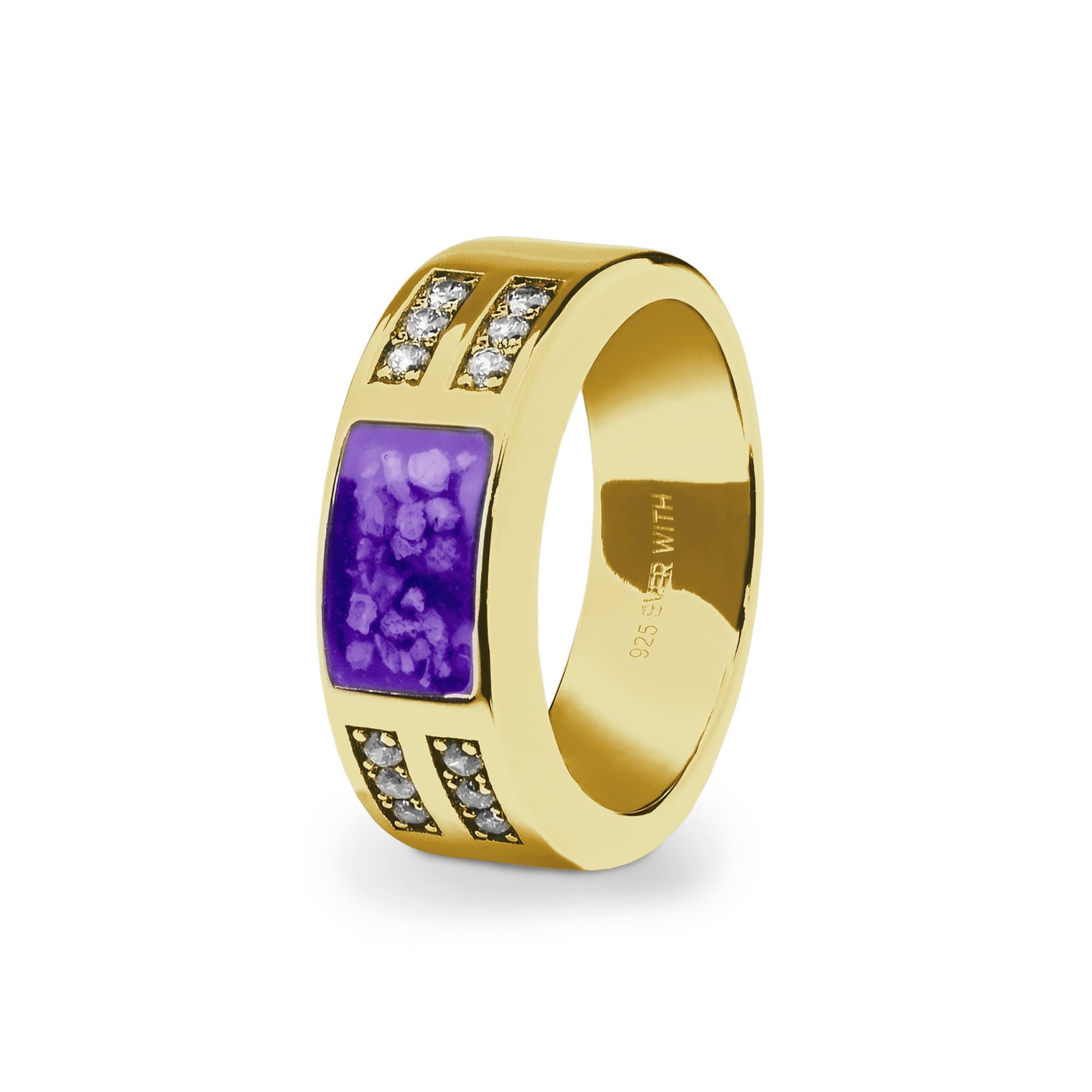 EverWith Gents Oblong Memorial Ashes Ring with Fine Crystals - EverWith Memorial Jewellery - Trade