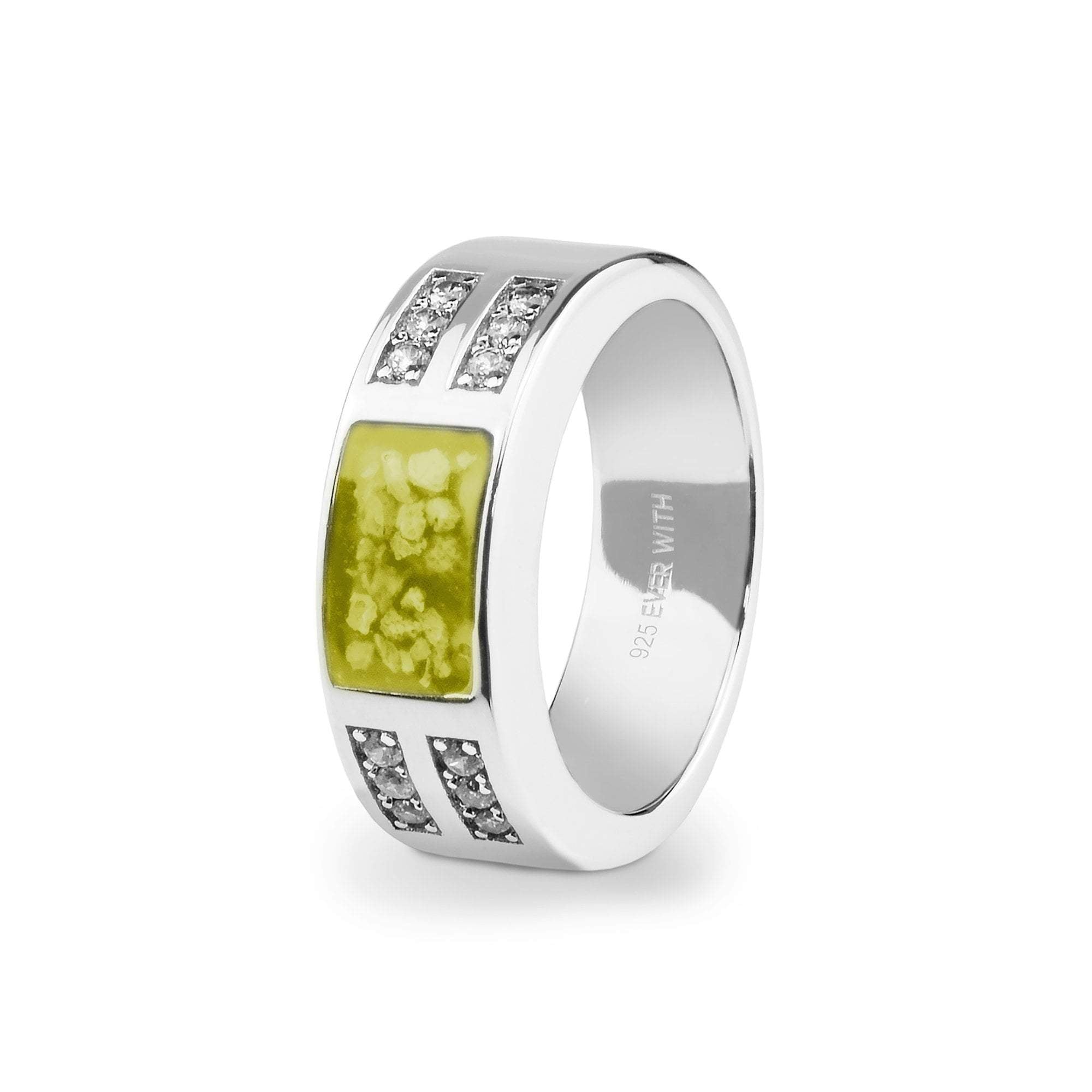 EverWith Gents Oblong Memorial Ashes Ring with Fine Crystals - EverWith Memorial Jewellery - Trade