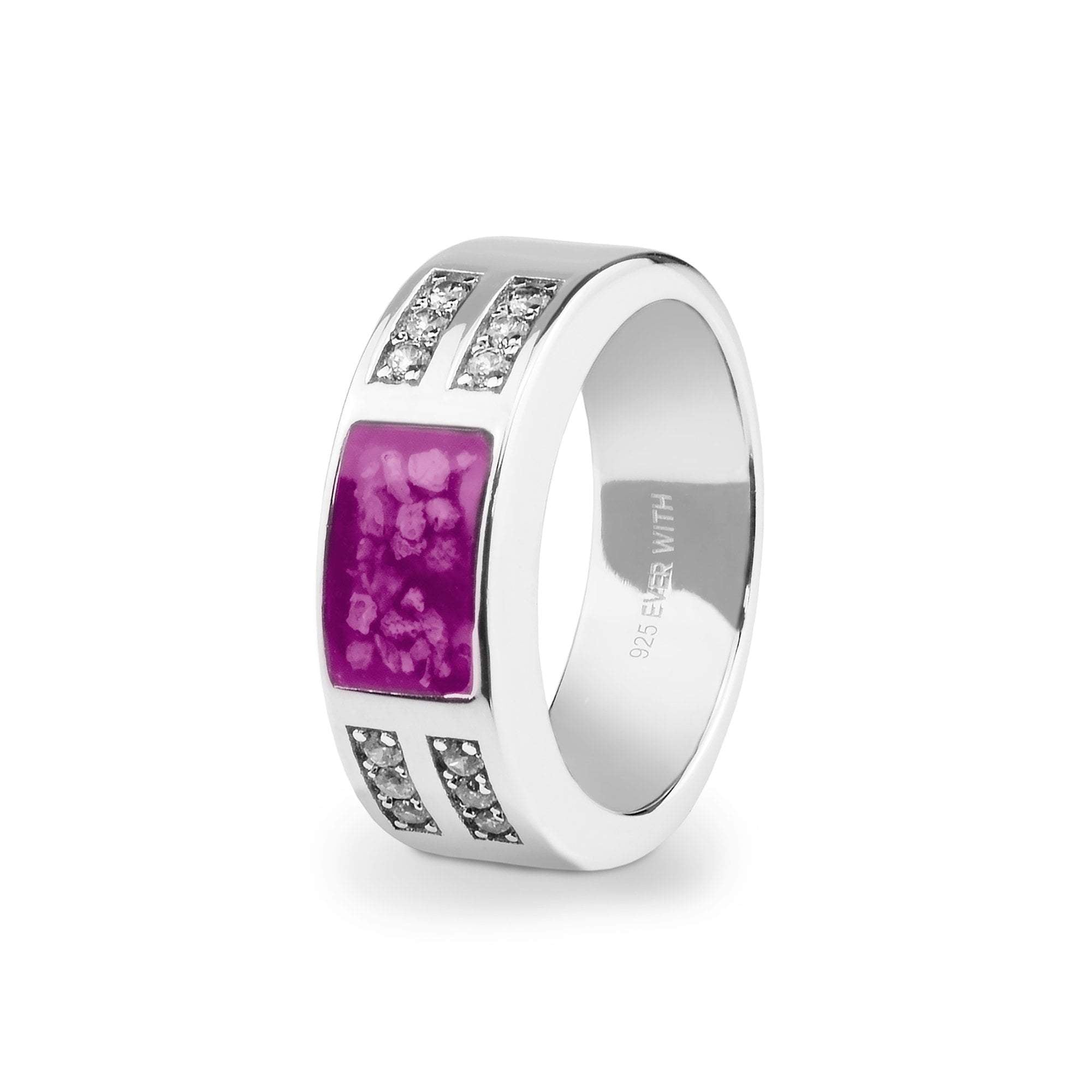 EverWith Gents Oblong Memorial Ashes Ring with Fine Crystals - EverWith Memorial Jewellery - Trade